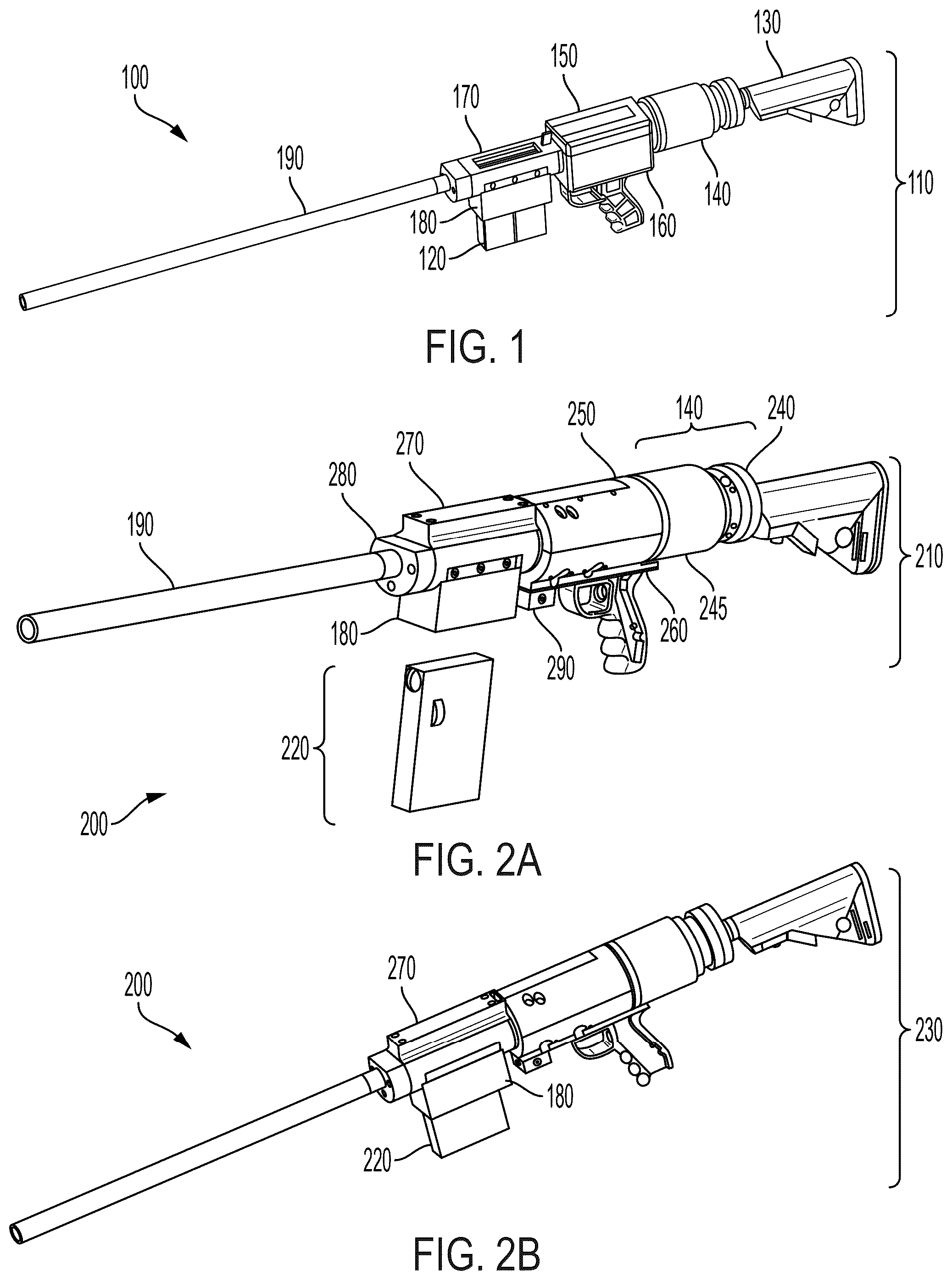 Patent US12480736 — Pneumatic rifle for alternative ammunition — Figure 1