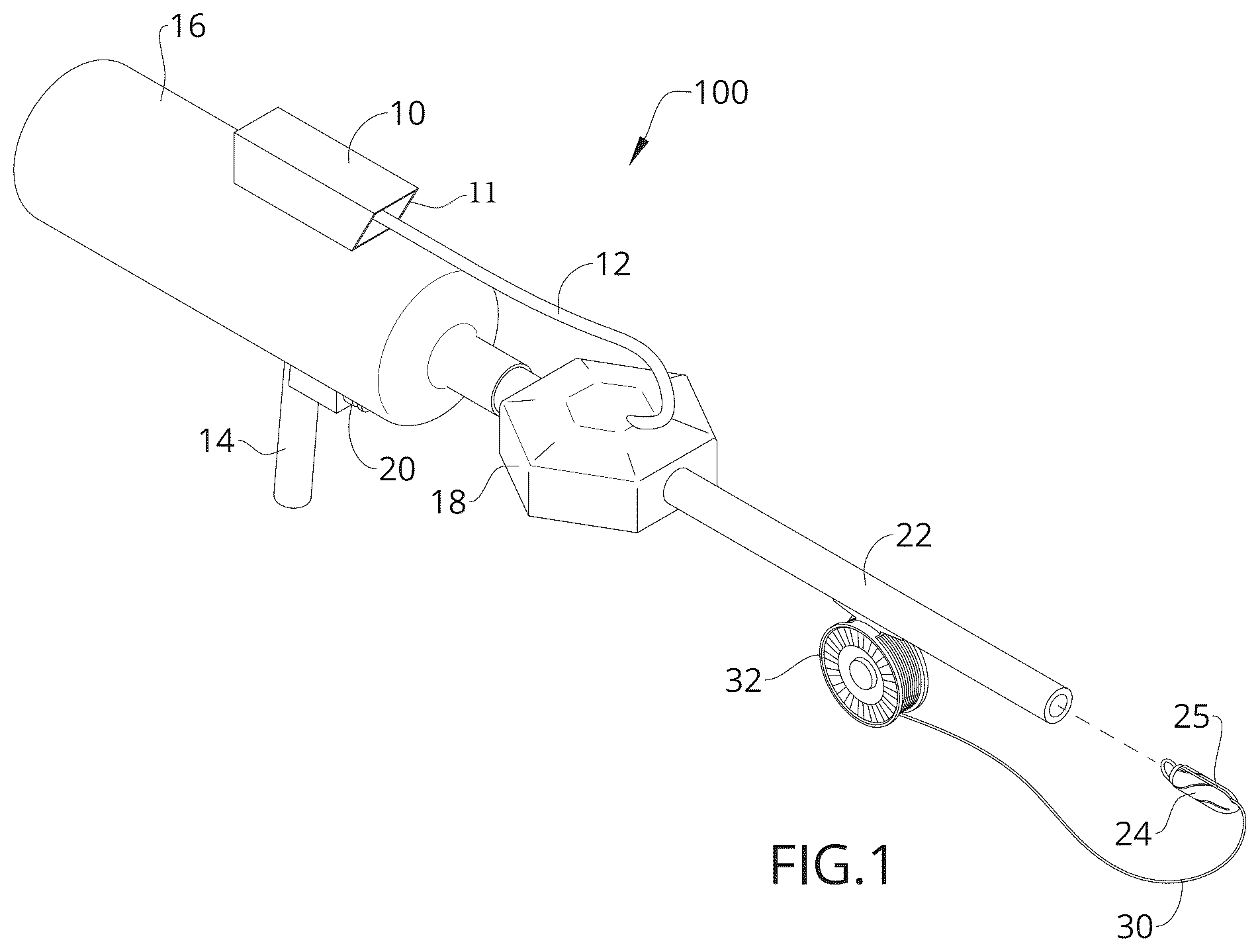 Patent US12480737 — Portable pneumatic throwline launcher — Figure 1
