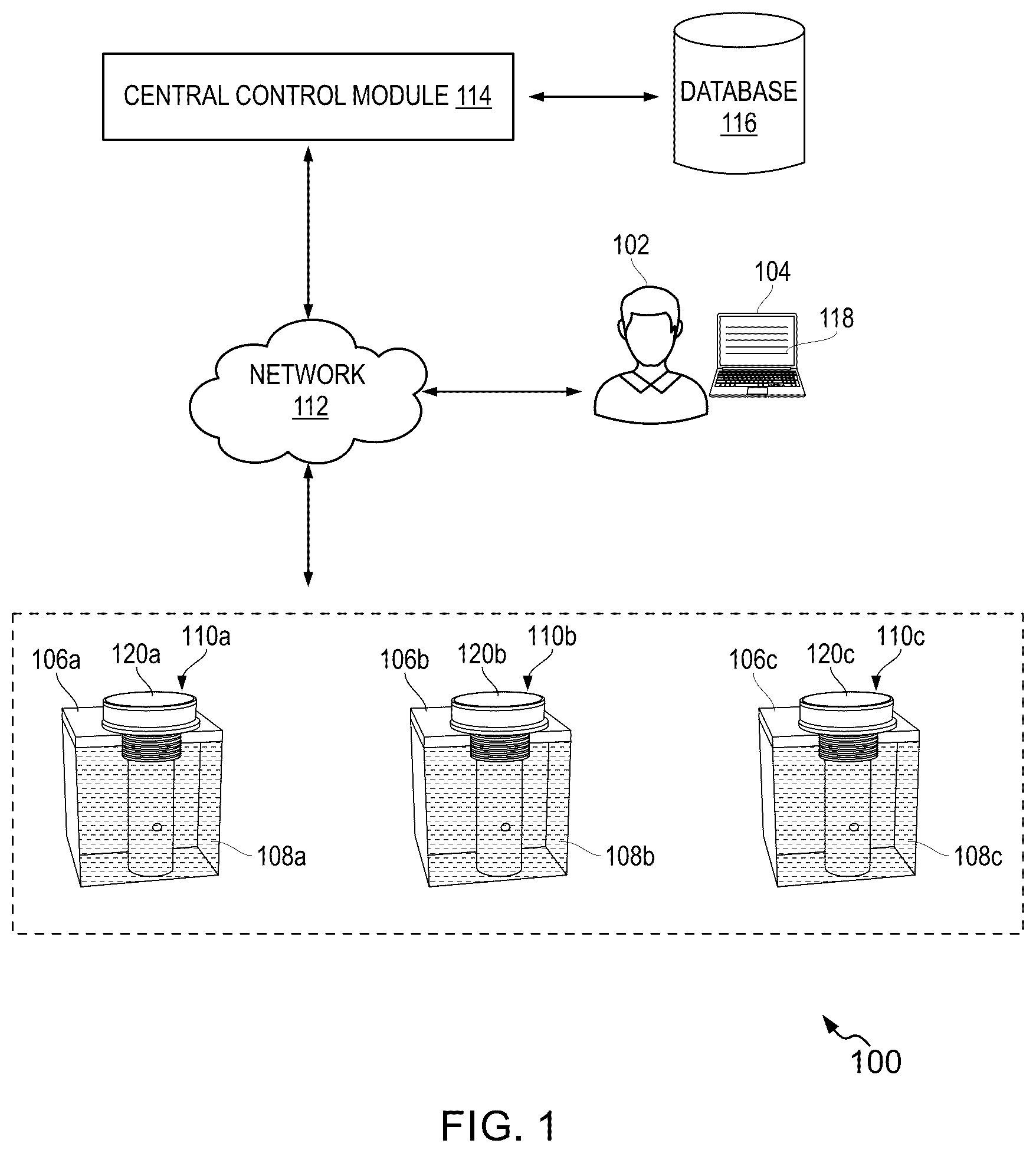 Patent US12480798 — Systems and methods for determining fluid fill metric of fluid in a receptacle — Figure 1