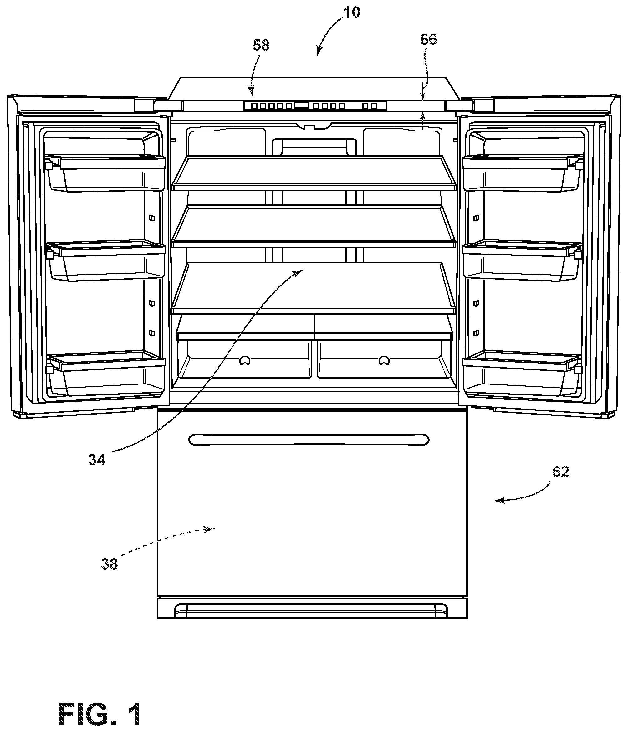 Patent US12480830 — Feature in vacuum insulated structure to allow pressure monitoring — Figure 1