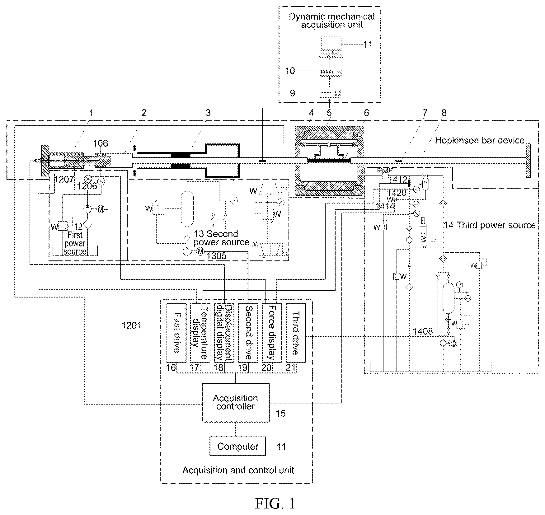 Patent US12480852 Figure 1 – Pretension and tensile impact test apparatus capable of simulating full-sea-depth environment