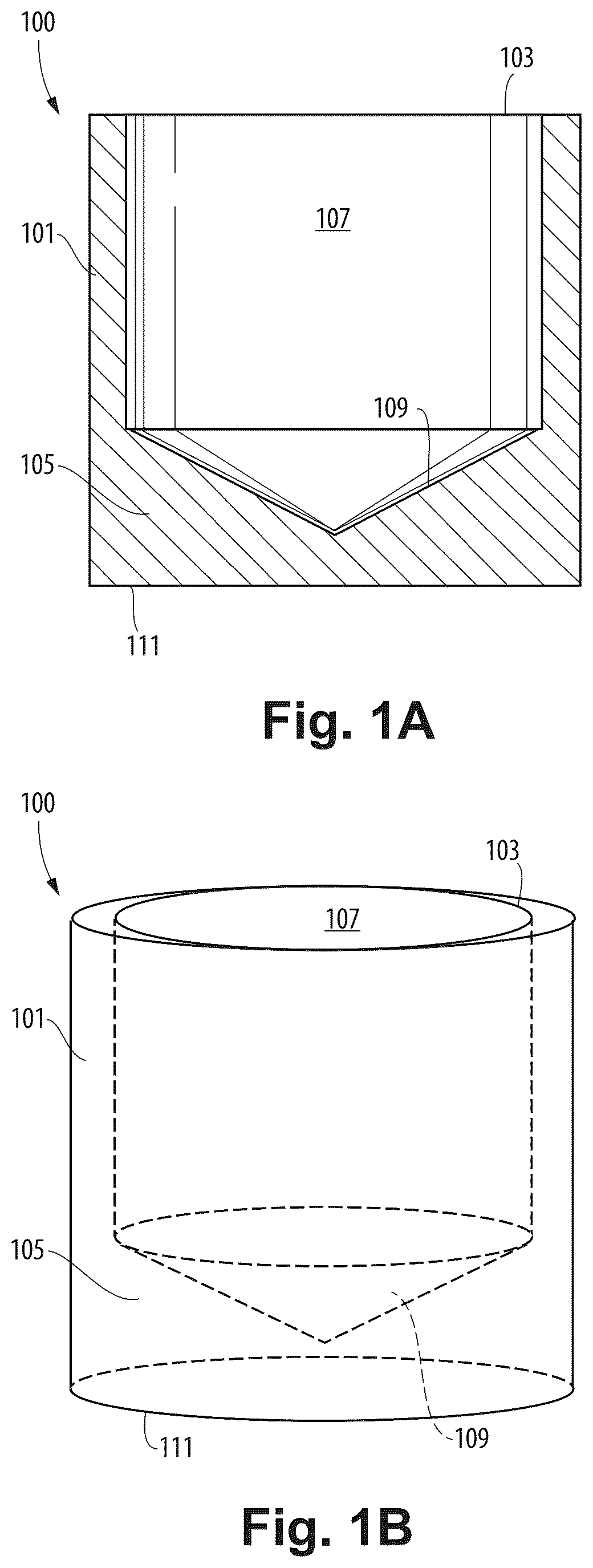 Patent US12480853 Figure 1 – Crucibles for thermogravimetric analysis (TGA)