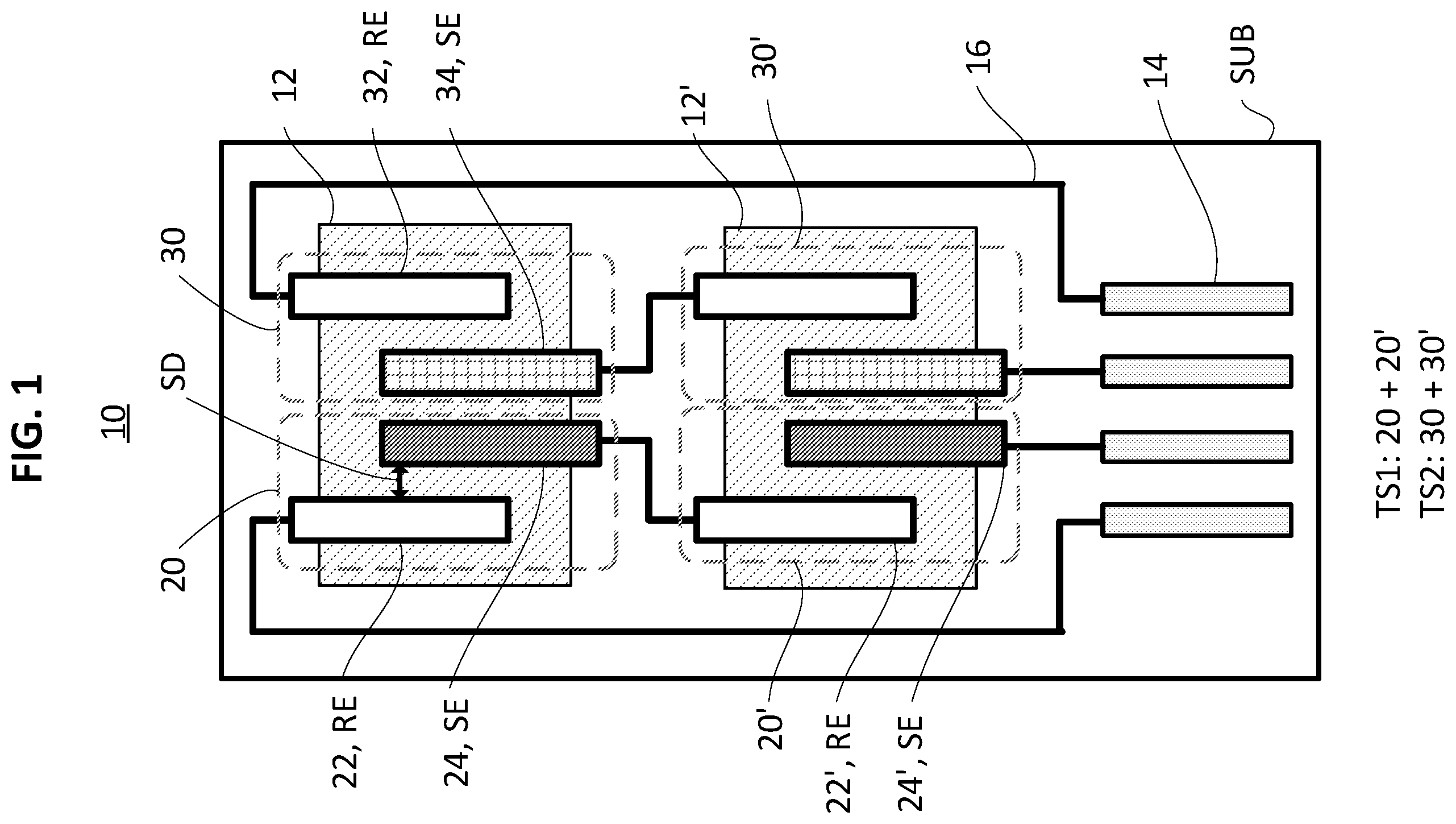 Patent US12480908 Figure 1 – Solid state multi-electrode sensor array for real-time monitoring of multi-gas mixtures