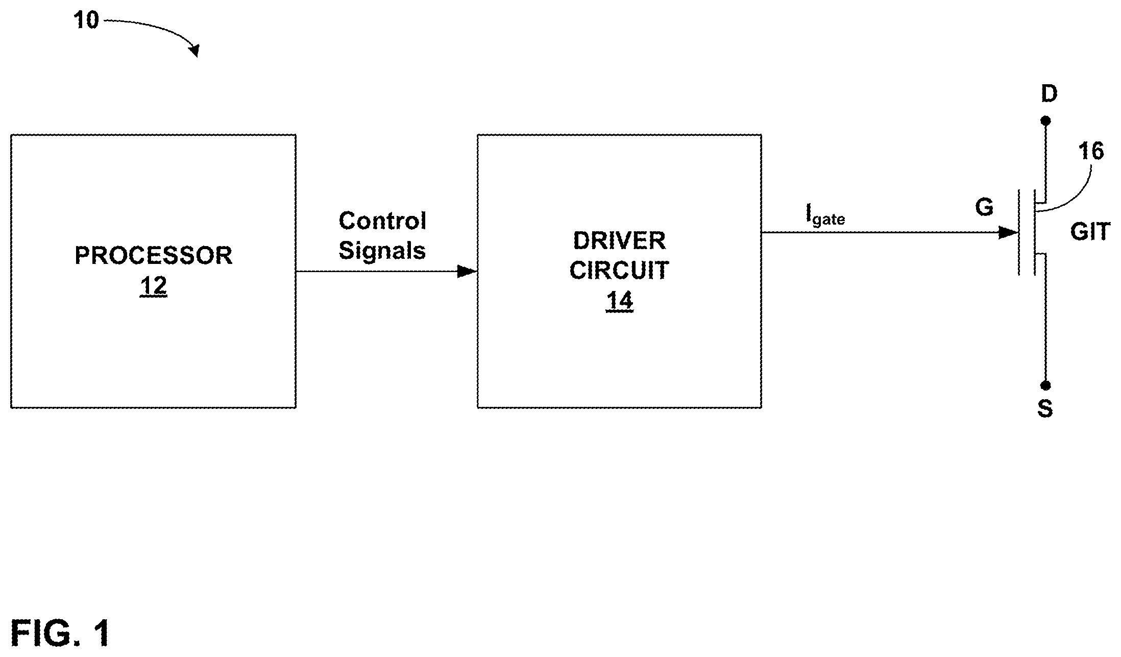 Patent US12480980 — Techniques and driver circuits configured to monitor load current through a gate injection transistor (GIT) — Figure 1