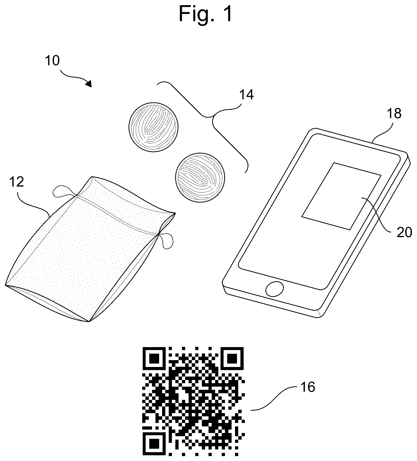Patent US12488209 Figure 1 – Tracker keepsake system and method of use thereof
