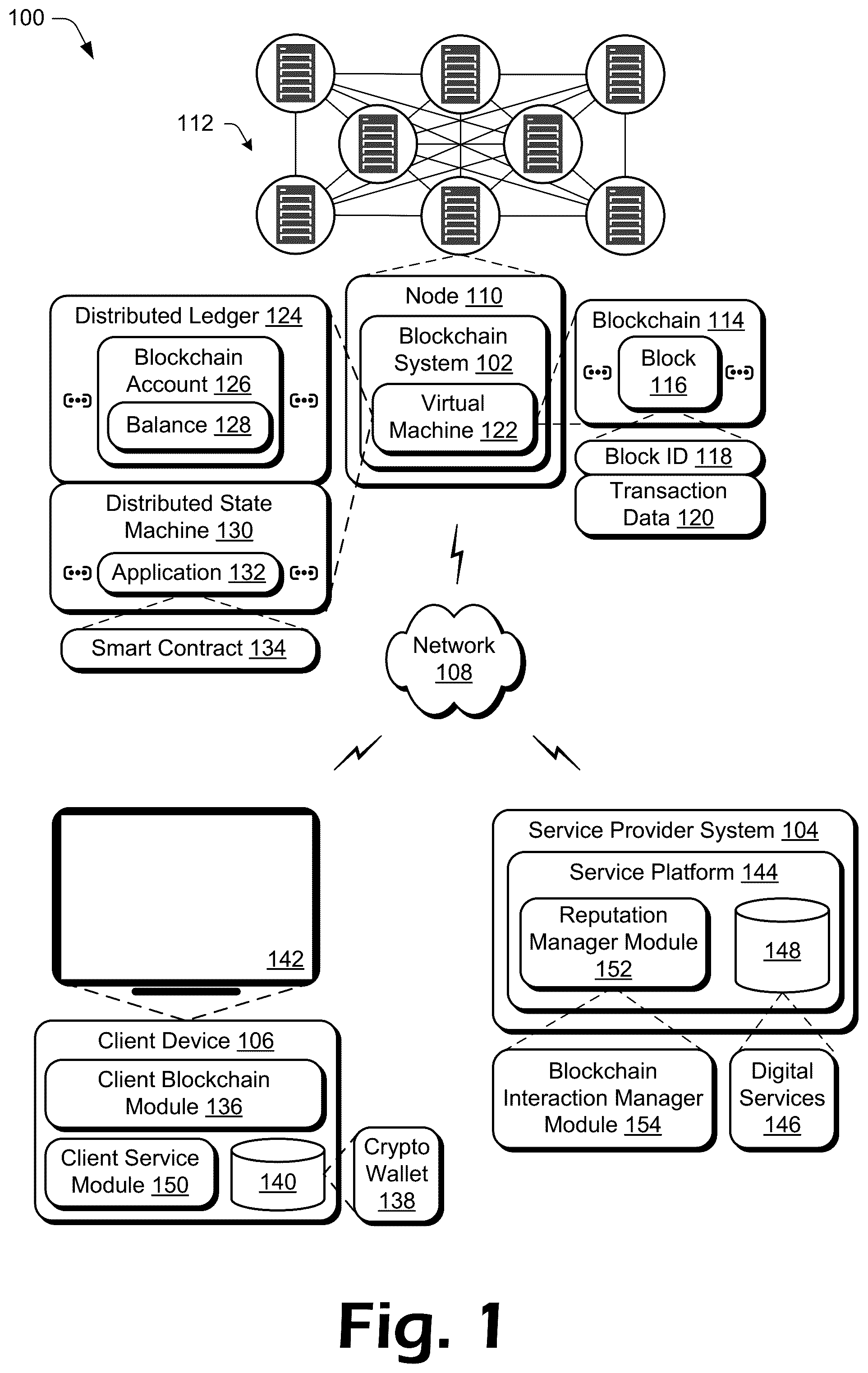 Patent US12488366 — Generating a tokenized reputation score — Figure 1