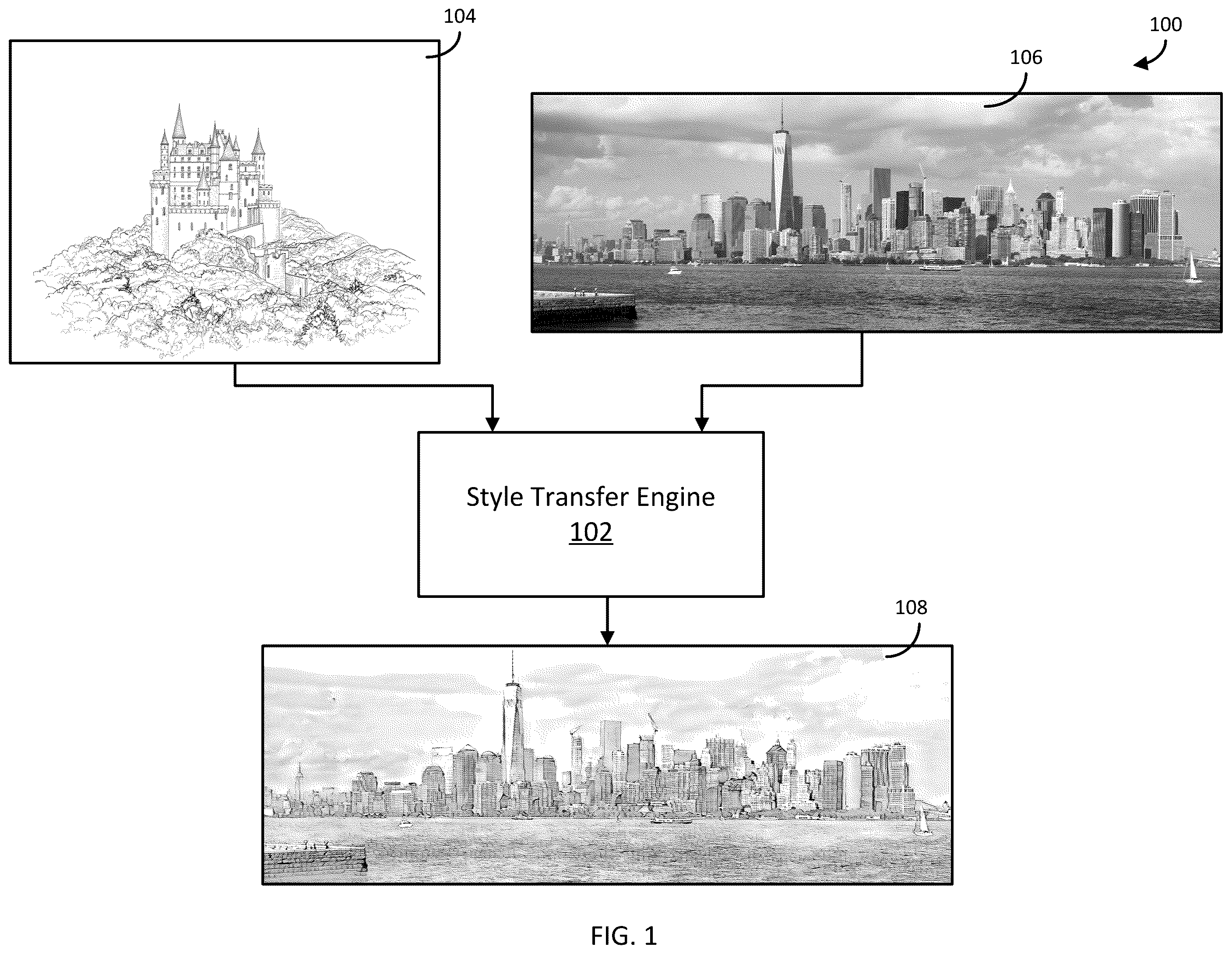 Patent US12488428 — Universal style transfer using multi-scale feature transform and user controls — Figure 1