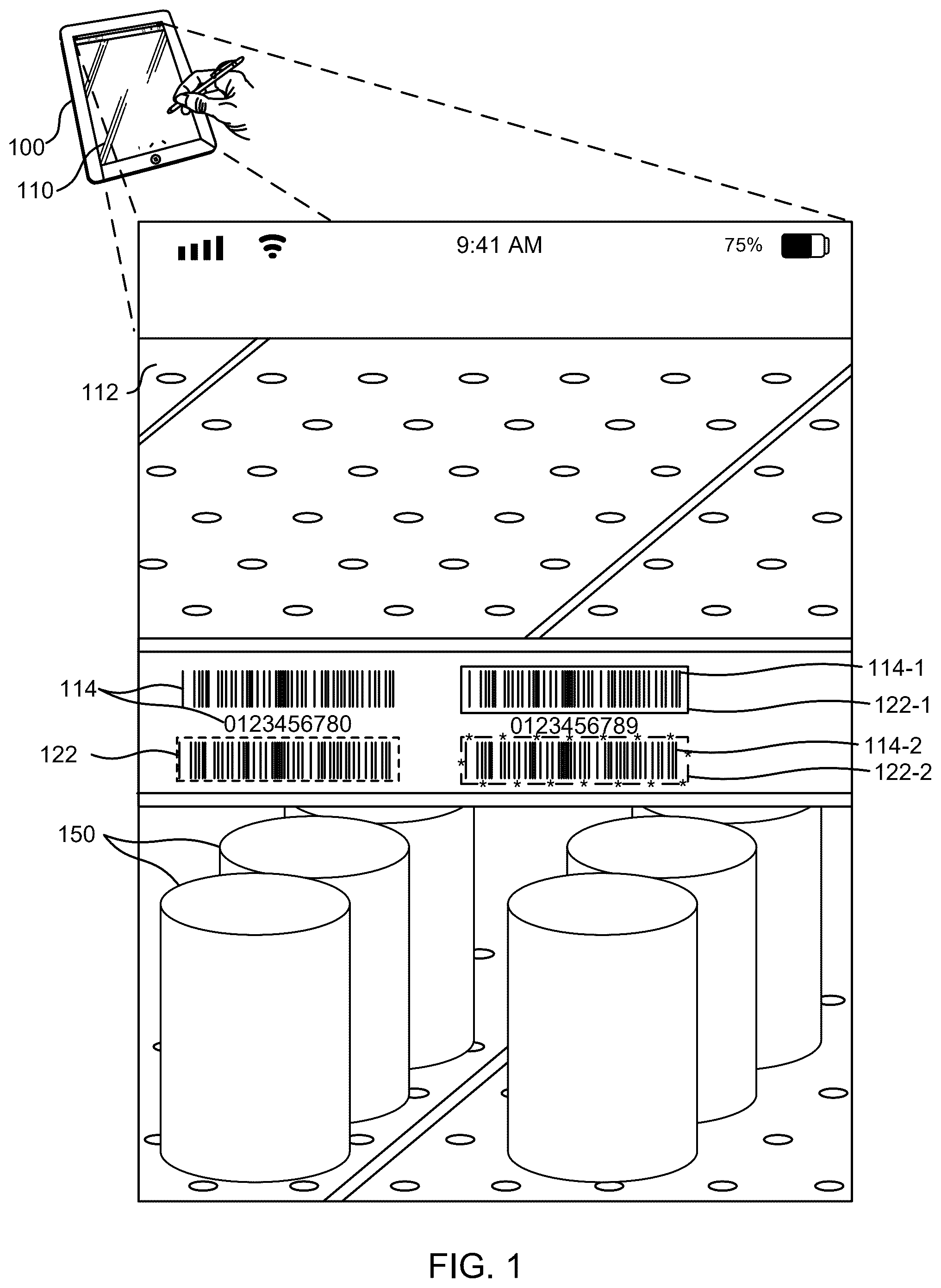 Patent US12488473 — Multi-barcode detection in a real scene using interface enhancement based on user input — Figure 1