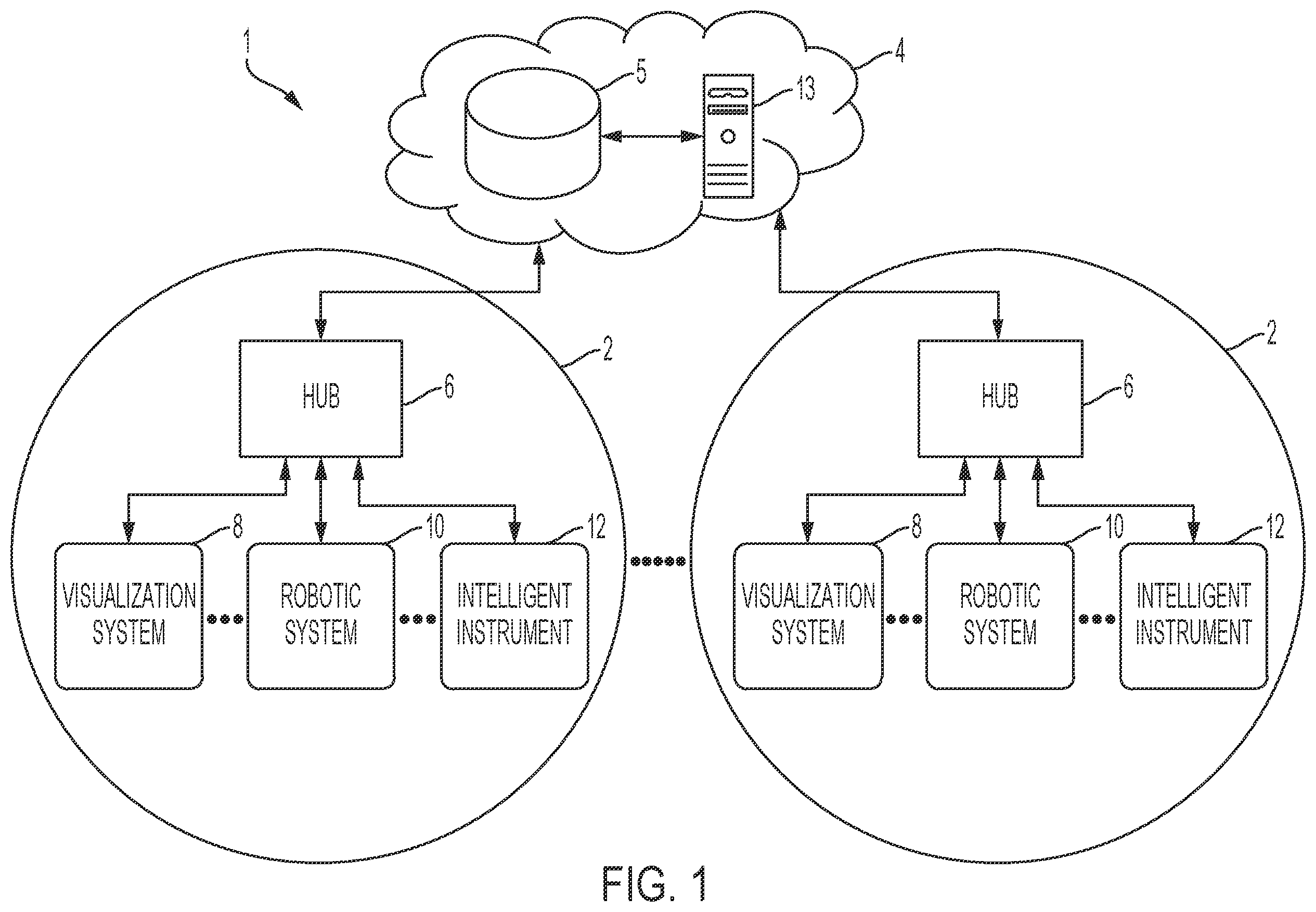 Patent US12488512 — Utilizing contextual parameters of one or more surgical devices to predict a frequency interval for displaying surgical information — Figure 1
