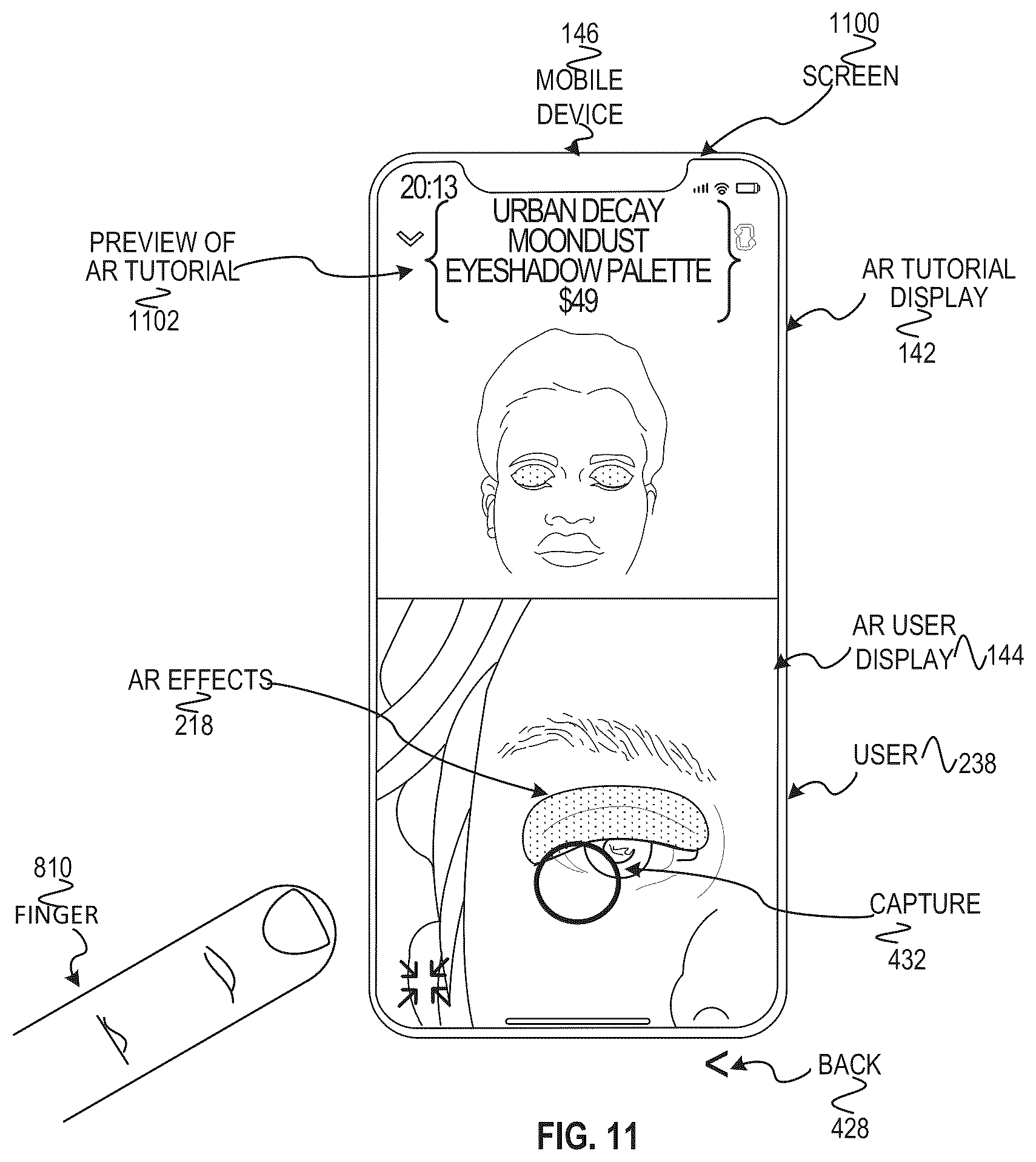 Patent US12488551 Figure 13 – Augmented reality beauty product tutorials