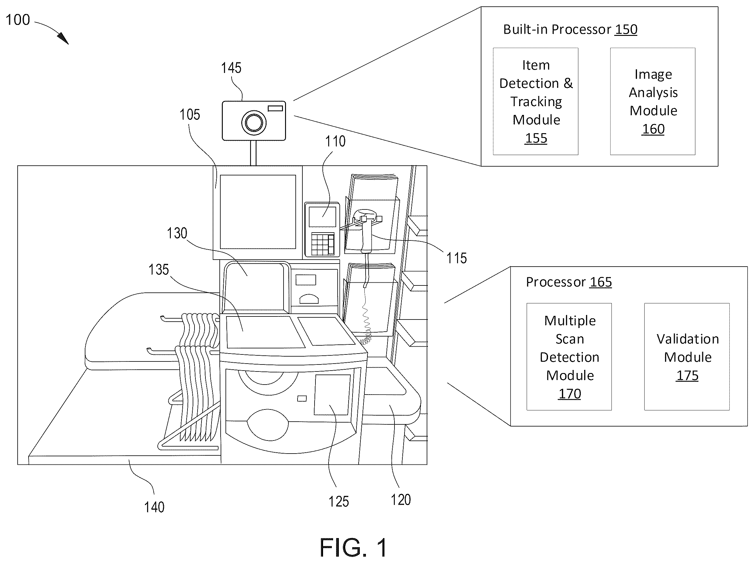 Patent US12488662 — Item detection and cart validation system — Figure 1