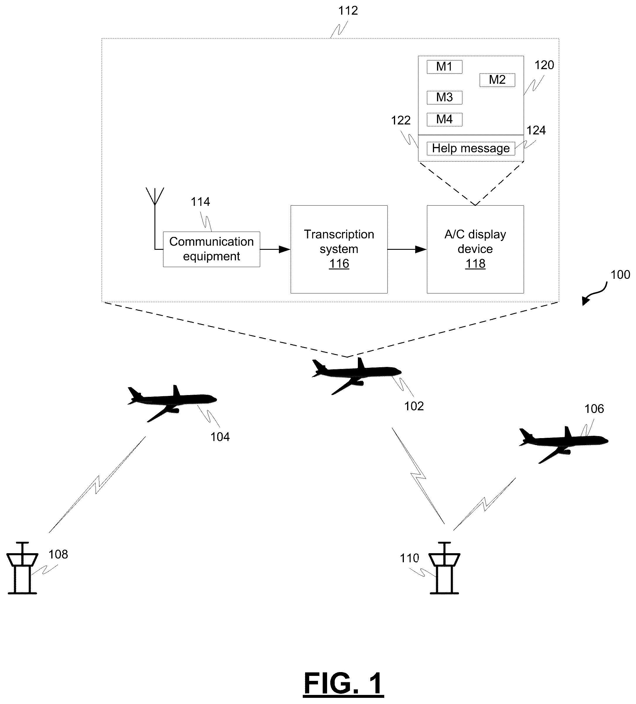 Patent US12488692 — Systems and methods for identifying context for cockpit alerts — Figure 1