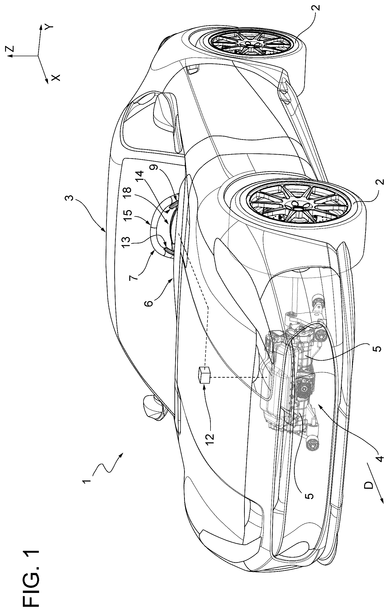 Patent US12488777 — Control method for an electric road vehicle to reproduce a sound associable with a gear shift and related road vehicle — Figure 1