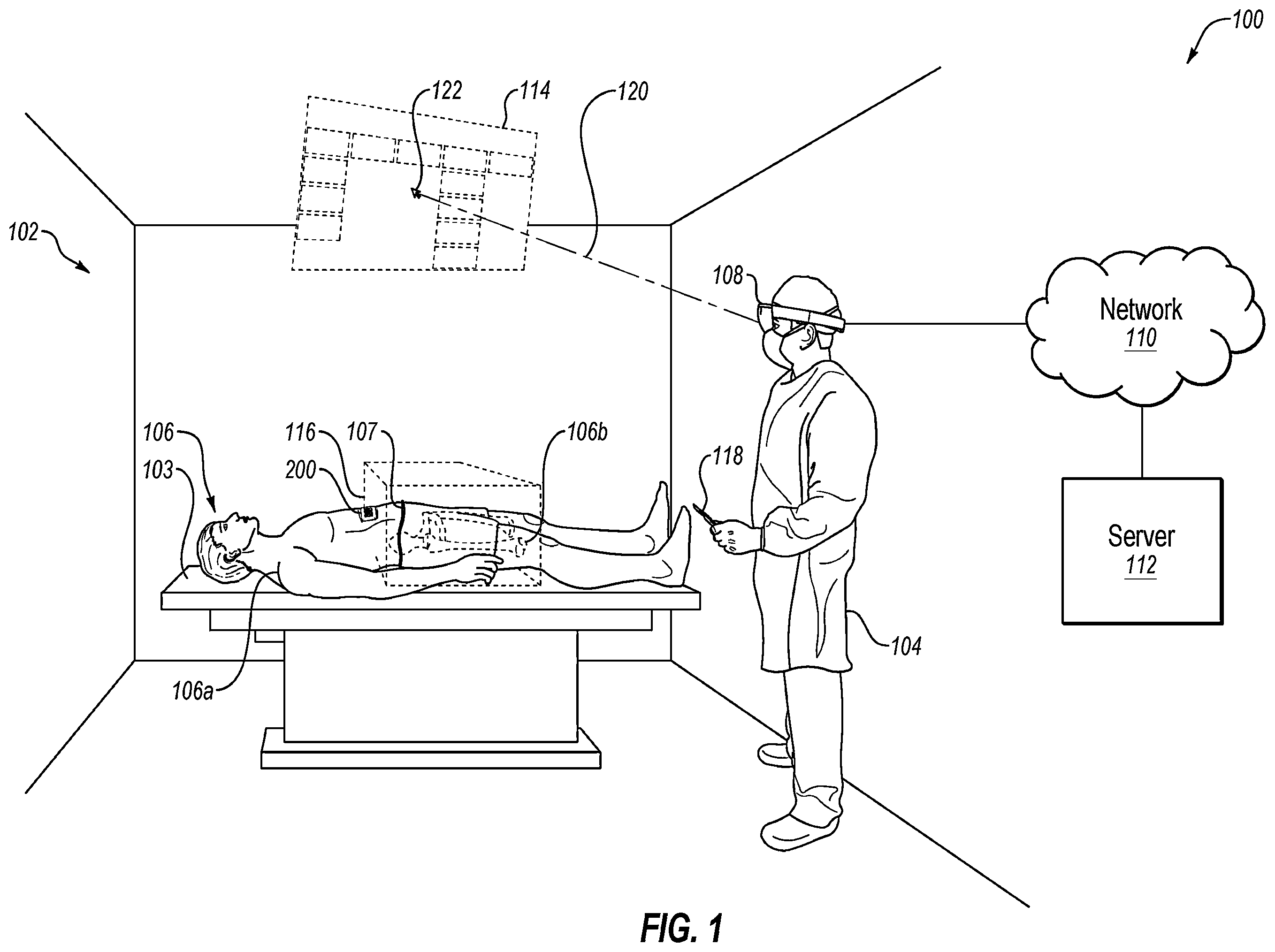 Patent US12488878 — Aligning image data of a patient with actual views of the patient using an optical code affixed to the patient — Figure 1