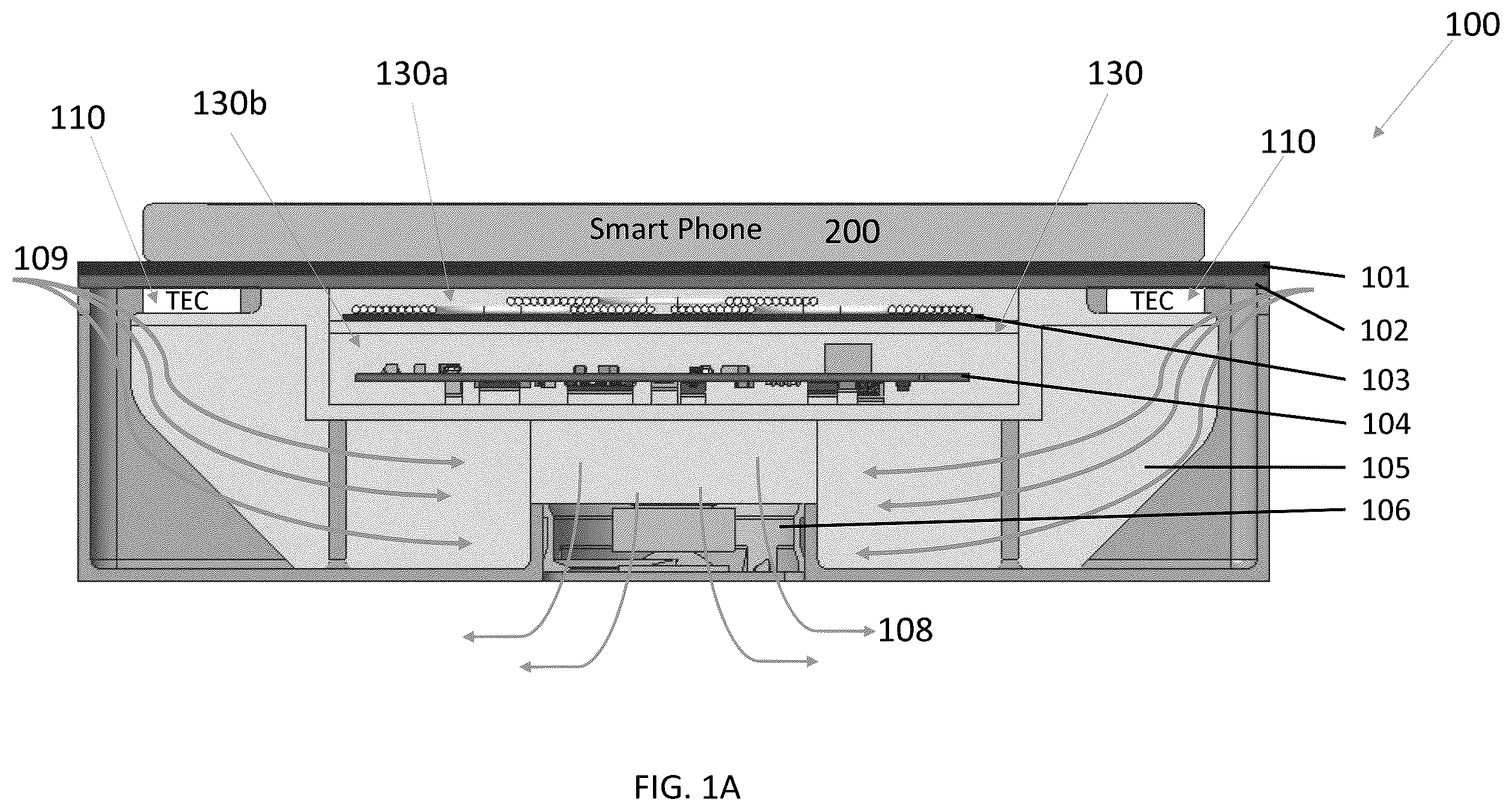 Patent US12488933 — Wireless charger having thermoelectric cooler chips for dissipating heat — Figure 1
