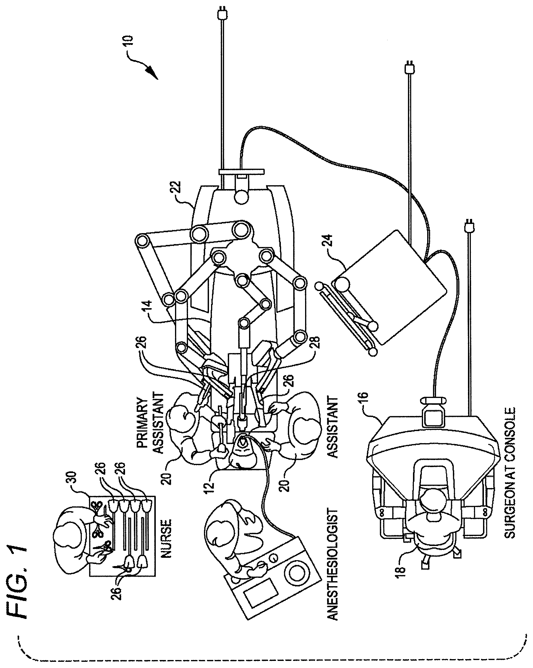 Patent US12491038 — Limited movement of a surgical mounting platform controlled by manual motion of robotic arms — Figure 1