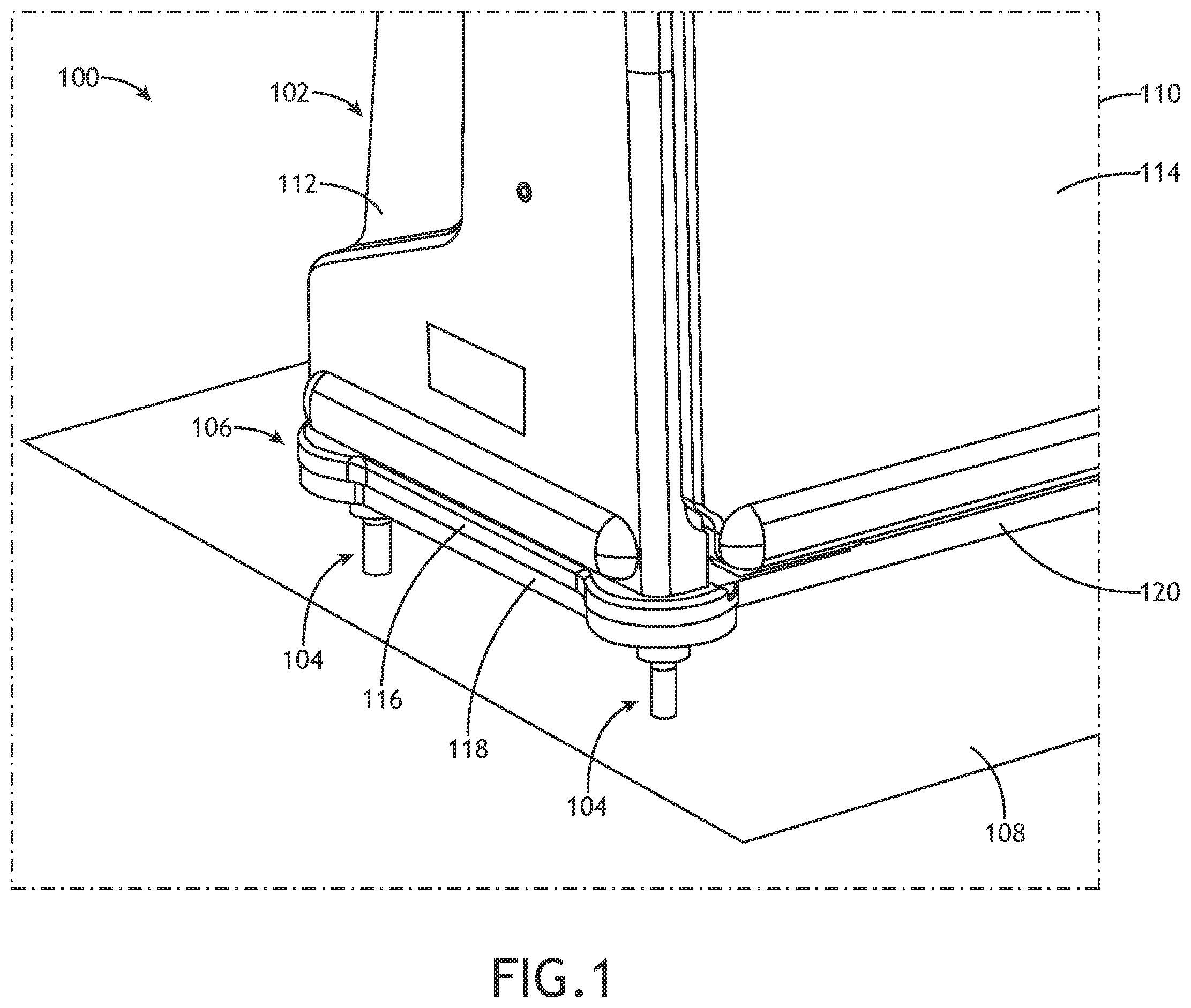 Patent US12492002 — Floor seal for accommodating dynamic floor motion in an aircraft or other conveyance — Figure 1