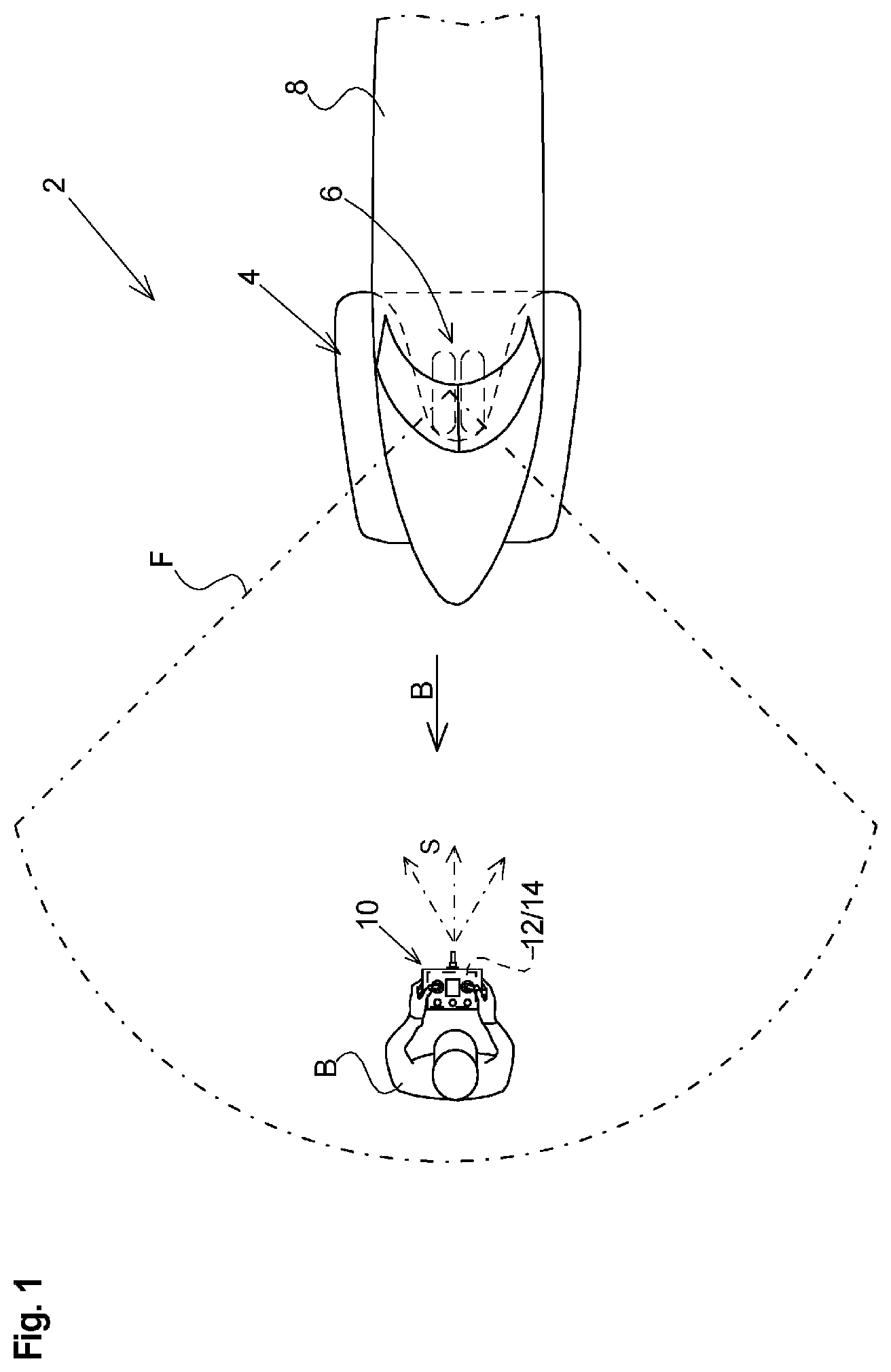 Patent US12492011 — Remote-controllable lifting and/or transporting arrangement — Figure 1
