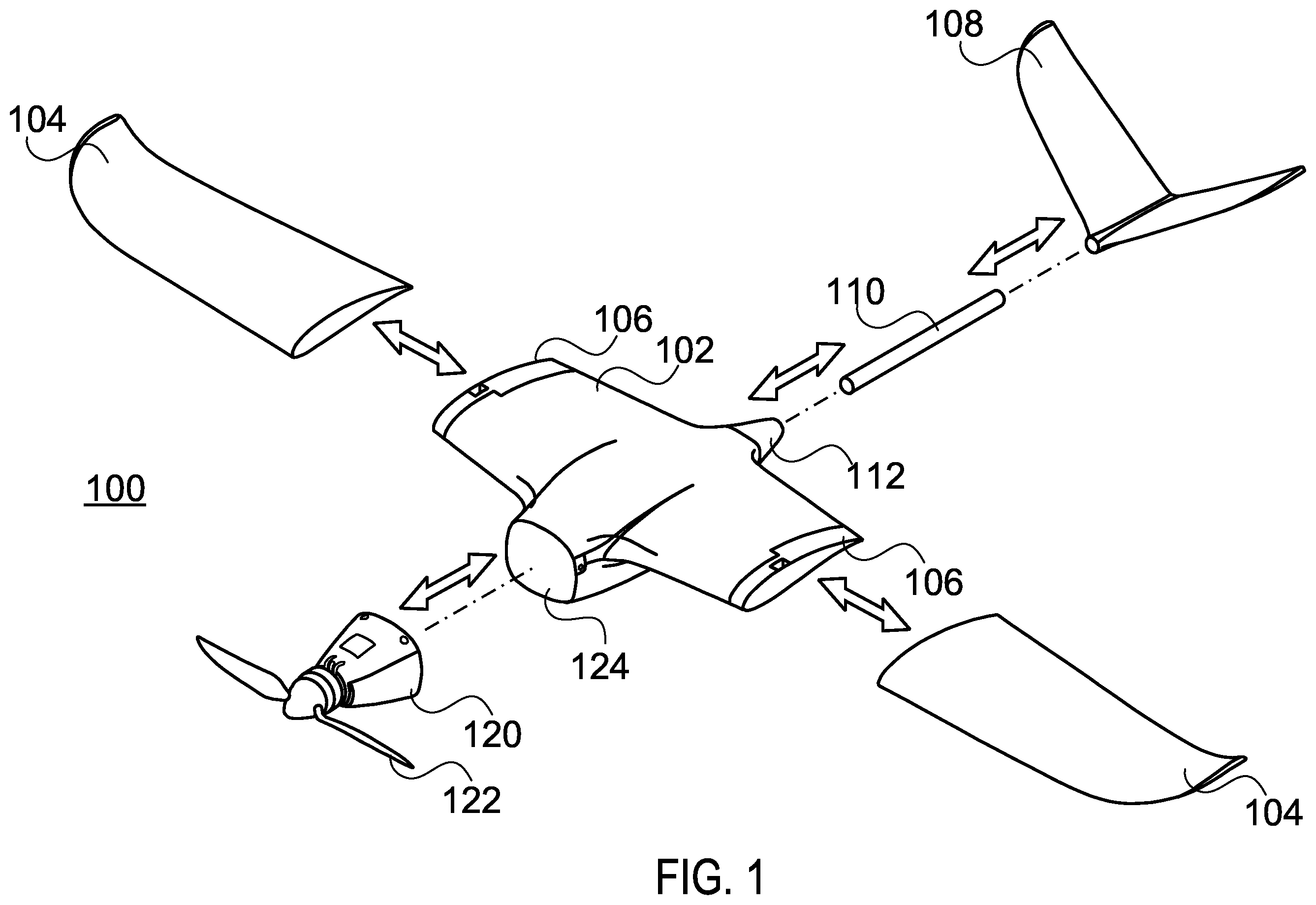 Patent US12492021 — Modular unmanned aerial vehicle airframe with structurally integrated yoke and payload assembly — Figure 1