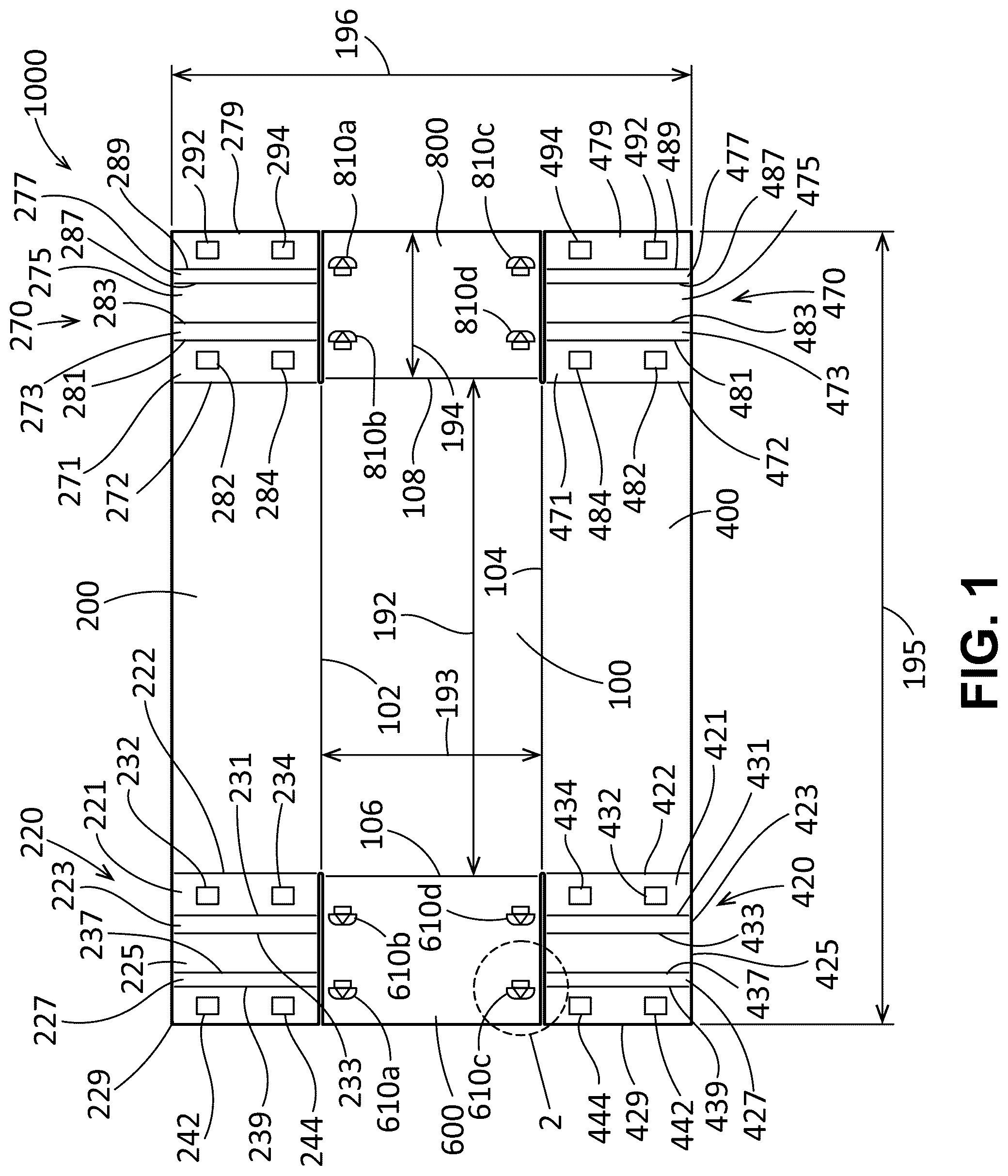 Patent US12492038 Figure 1 – Packaging assembly