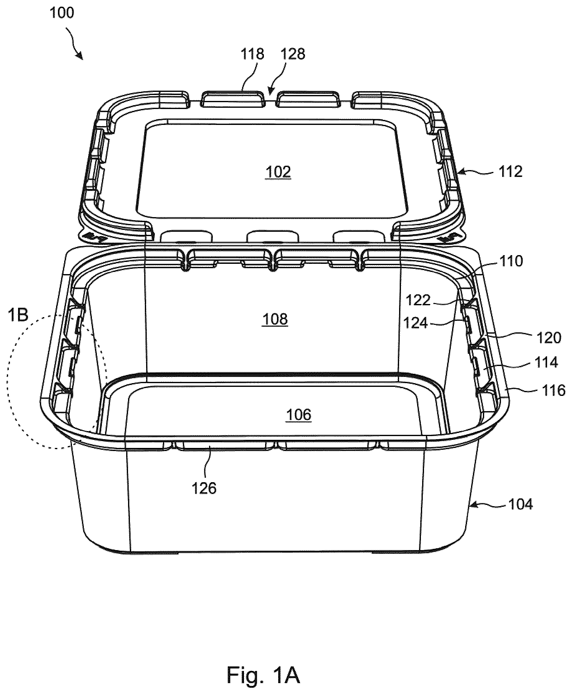 Patent US12492047 Figure 1 – Tamper resistant container