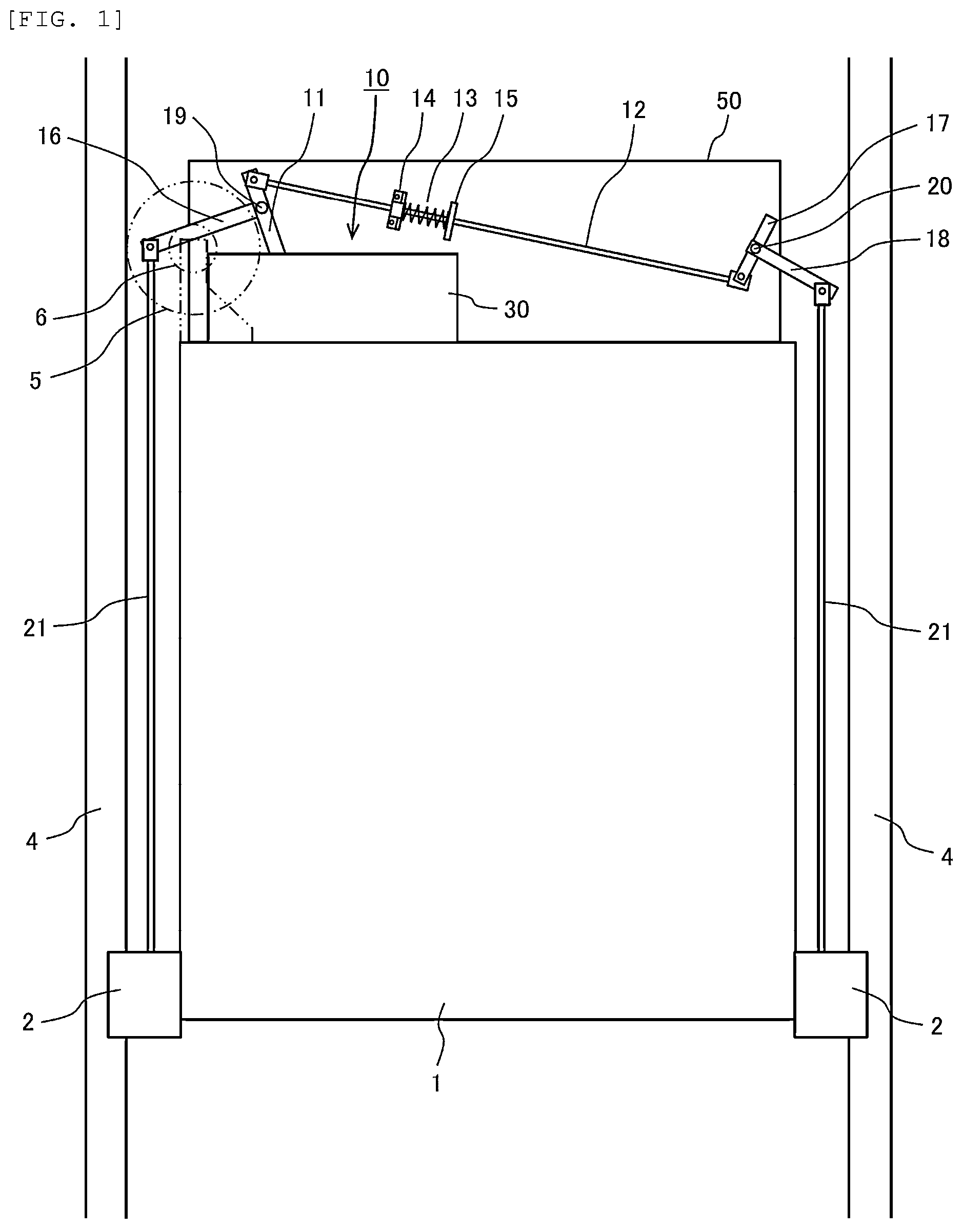 Patent US12492101 — Elevator apparatus — Figure 1