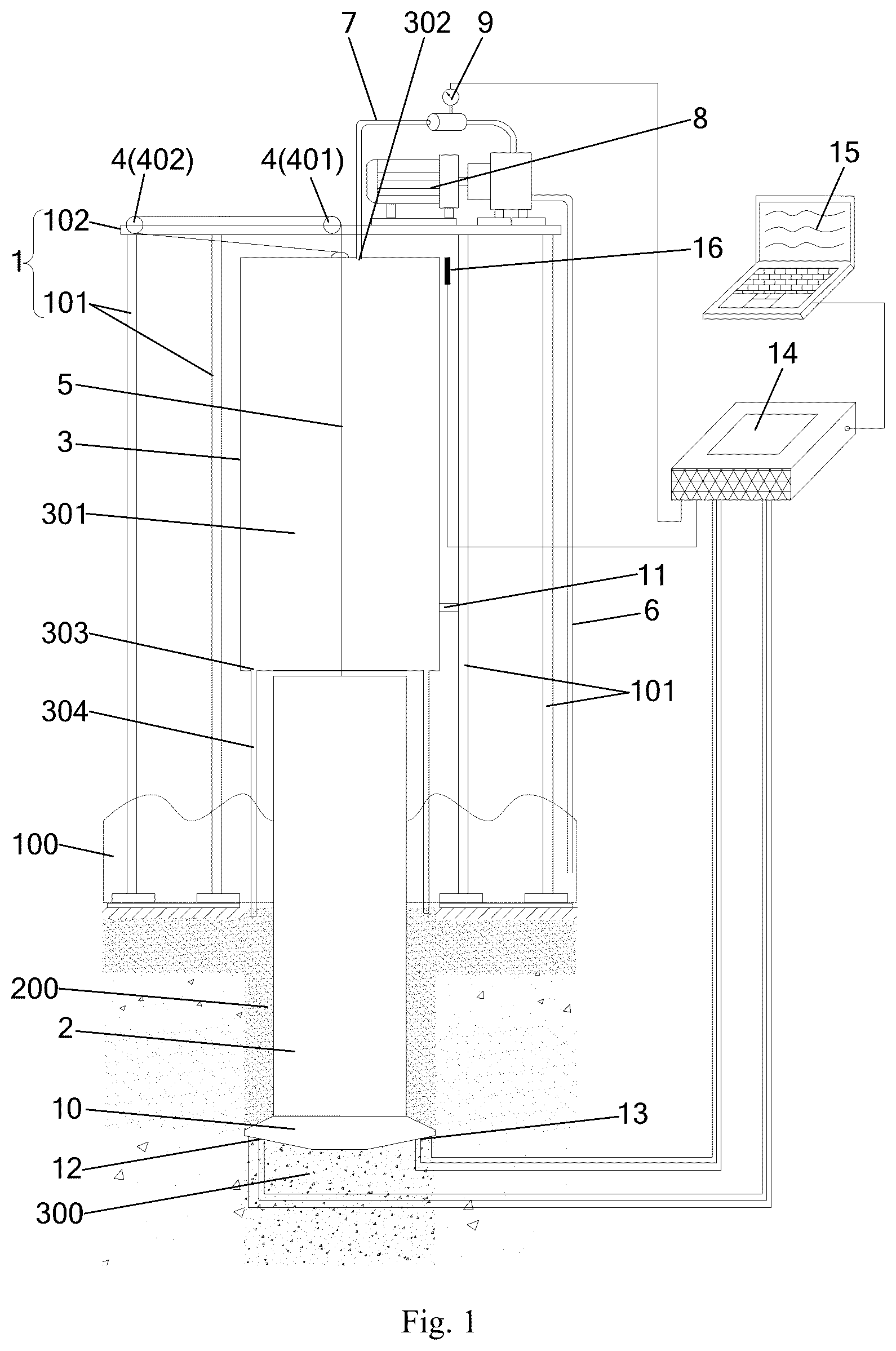 Patent US12492525 — Experiment device for spudcan penetration and pullout of jack-up rig — Figure 1