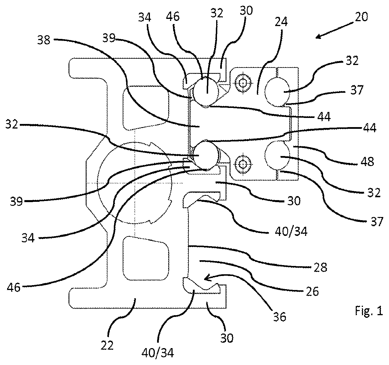 Patent US12492586 Figure 1 – Linear guide without guide rail