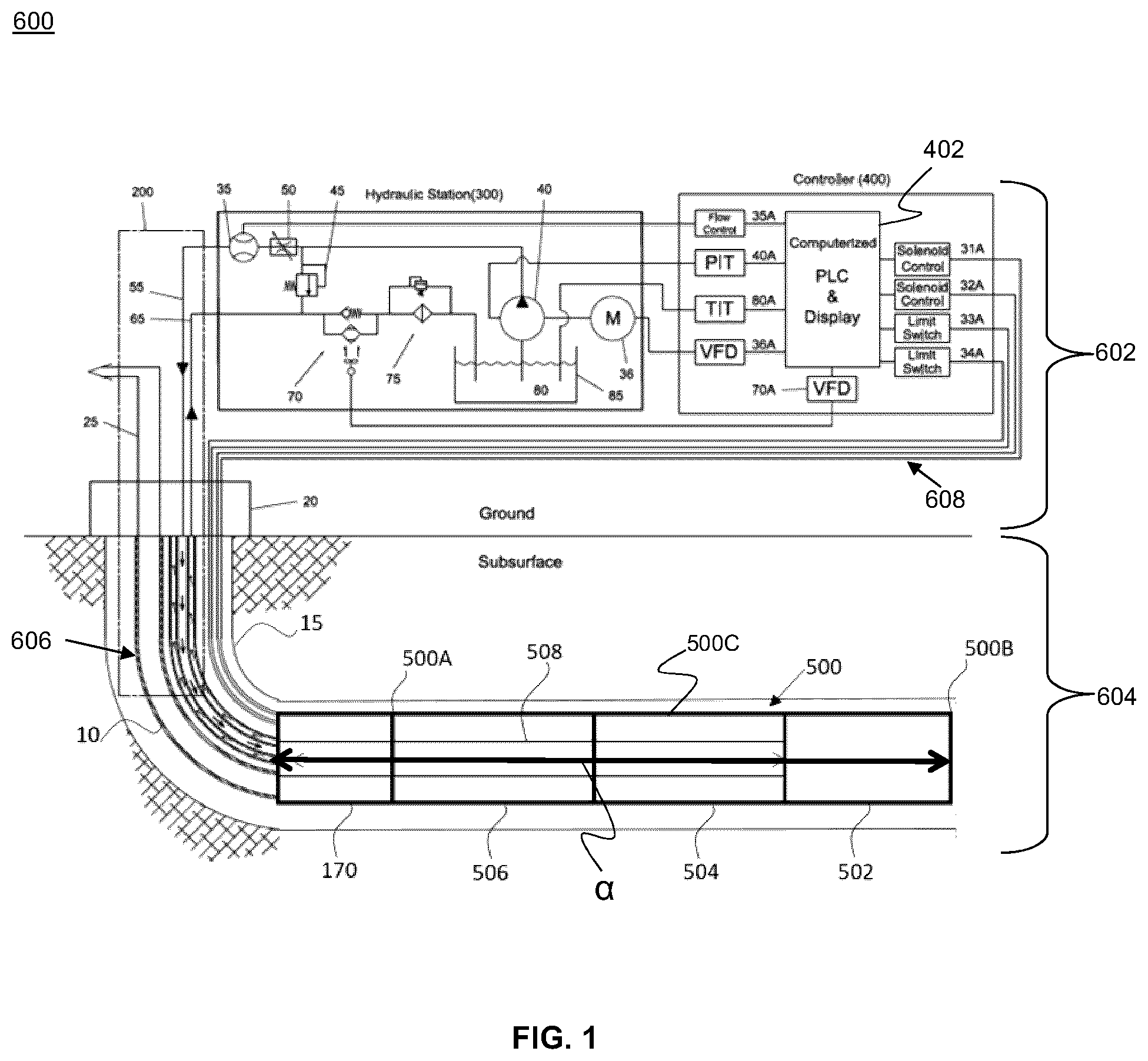 Patent US12492620 — Hydraulically actuated double-acting positive displacement pump system for producing fluids from a wellbore — Figure 1