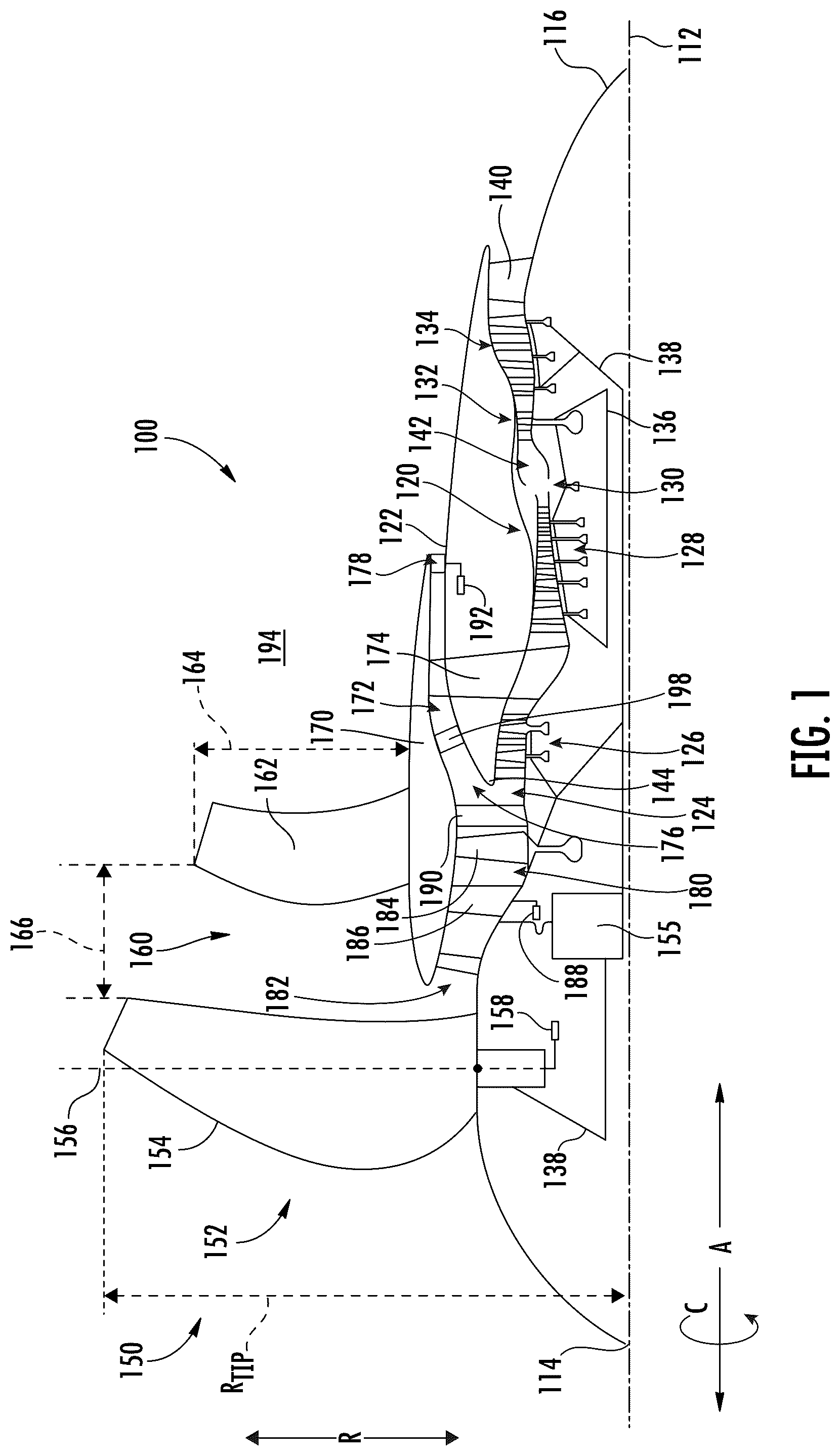 Patent US12492642 — Outlet guide vane assembly for a turbofan engine — Figure 1