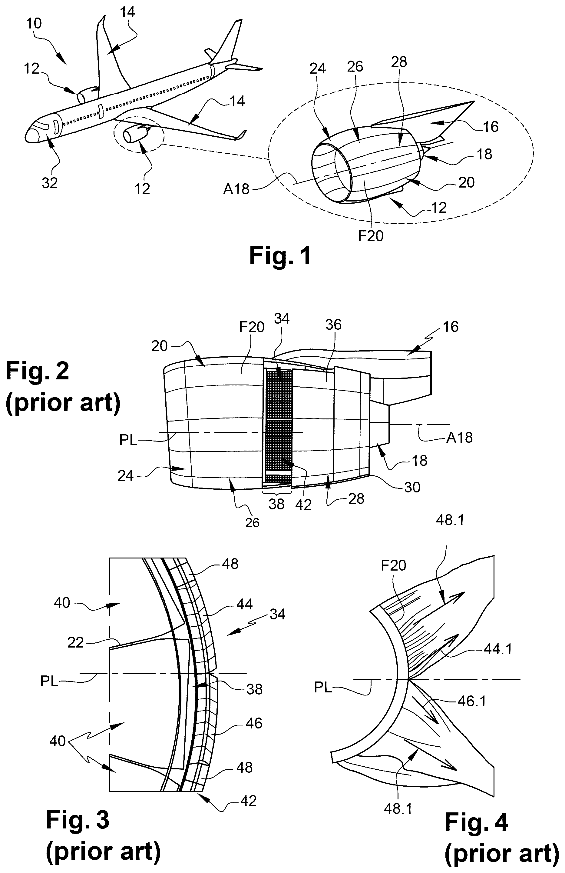Patent US12492668 Figure 1 – Aircraft nacelle provided with at least one thrust reversal device comprising at least one longitudinal deflector, aircraft comprising at least one propulsion assembly composed of such a nacelle