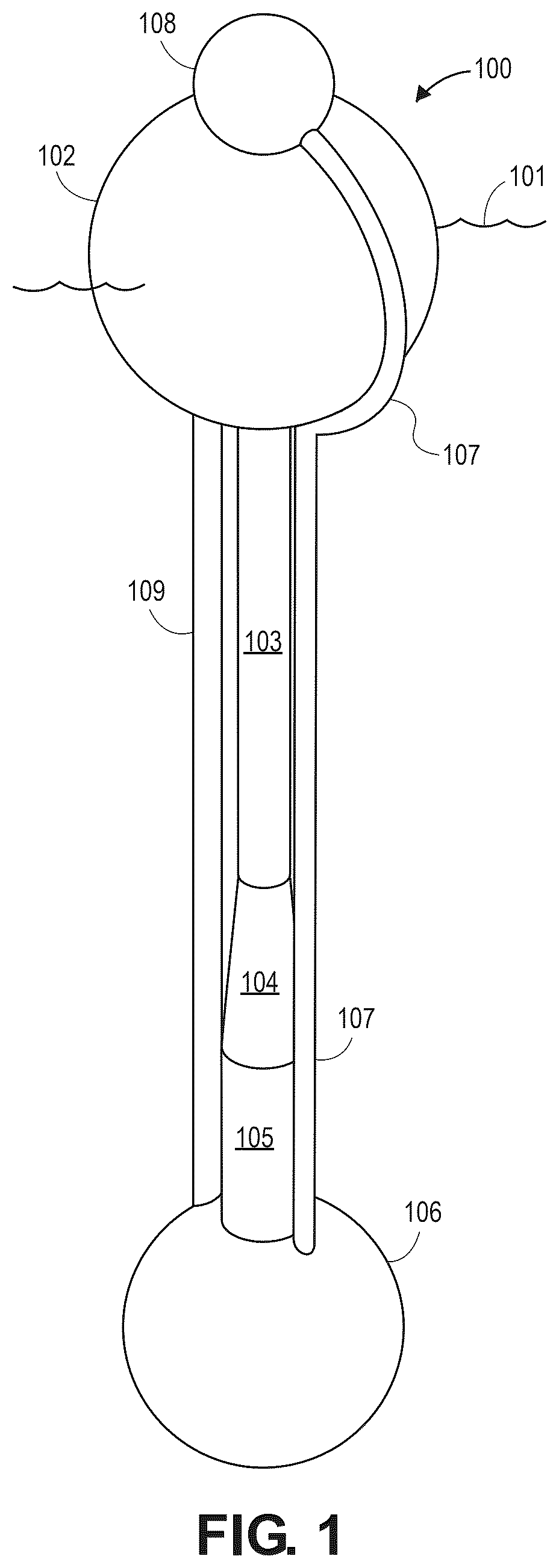 Patent US12492673 Figure 1 – Recirculating inertial hydrodynamic pump and wave engine