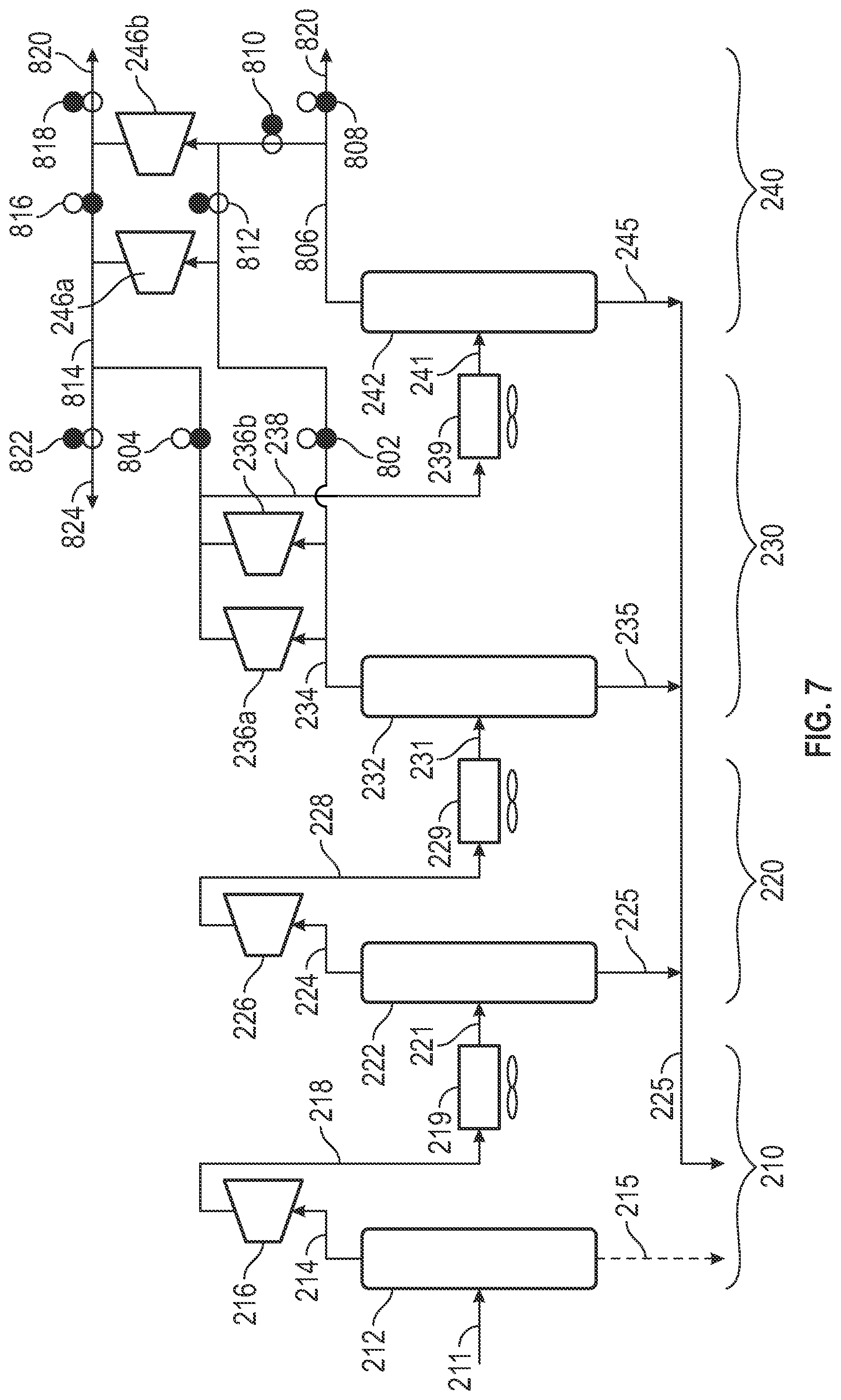 Patent US12492695 Figure 7 – Reconfigurable multi-stage gas compressor