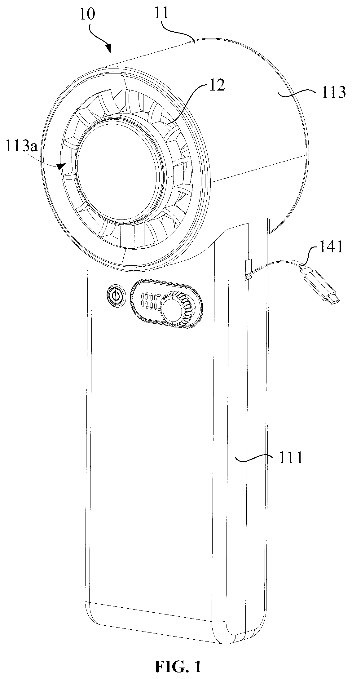 Patent US12492703 — Handheld fan — Figure 1