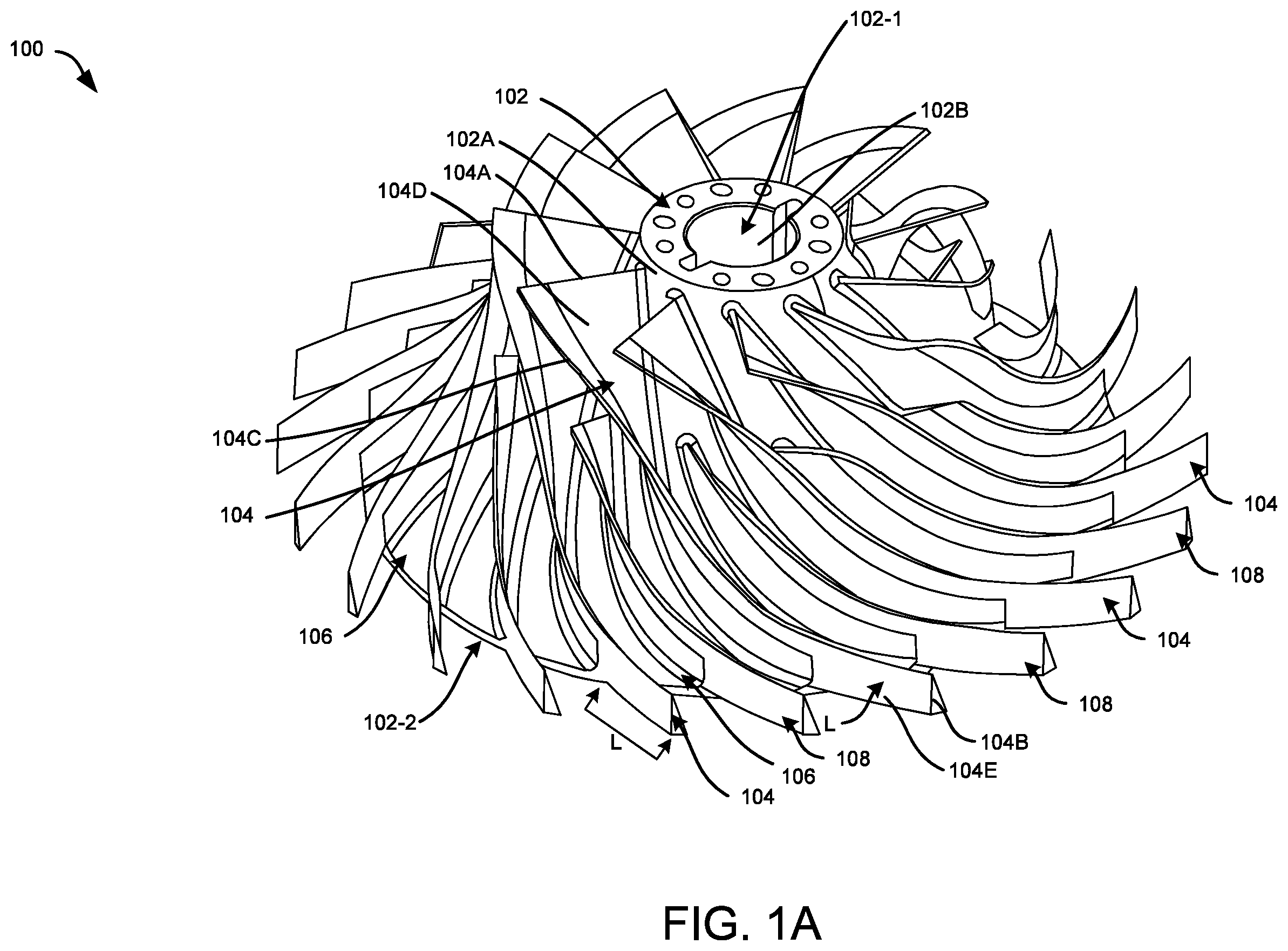 Patent US12492707 — Impeller with variable backsweep angle — Figure 1