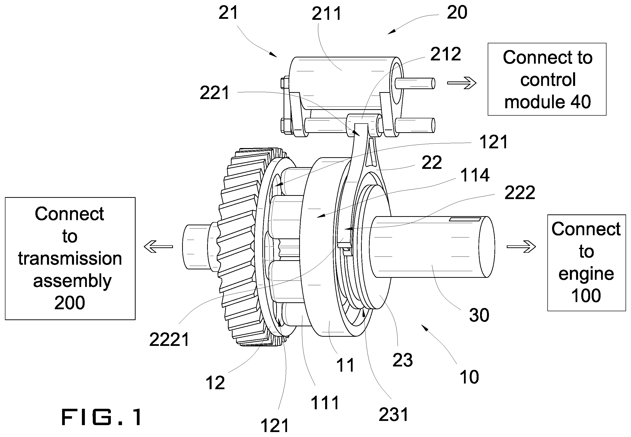Patent US12492748 Figure 1 – Gear shifting assembly with solenoid actuation arrangement