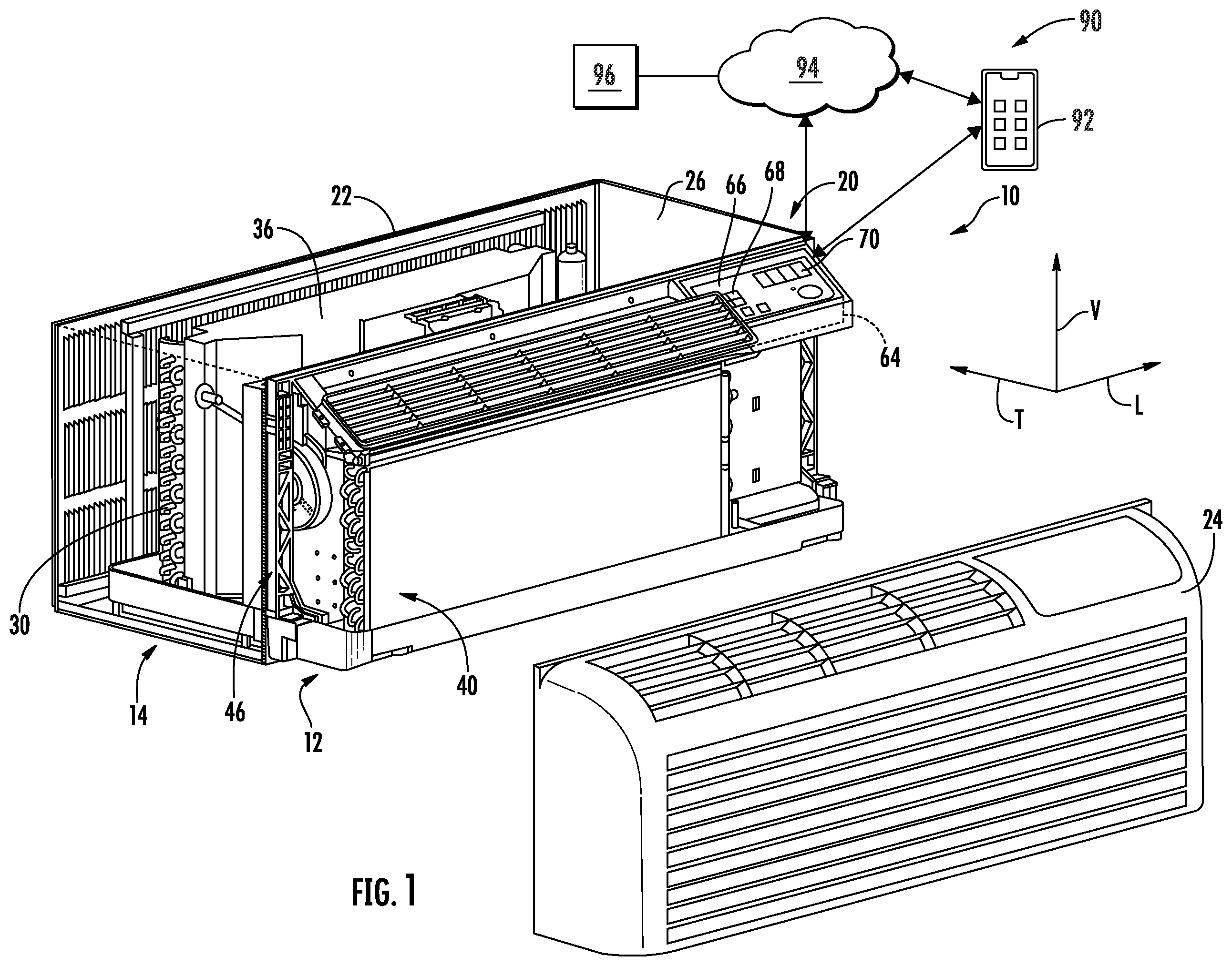 Patent US12492827 Figure 1 – Energy recovery in a make-up air module of an air conditioner appliance