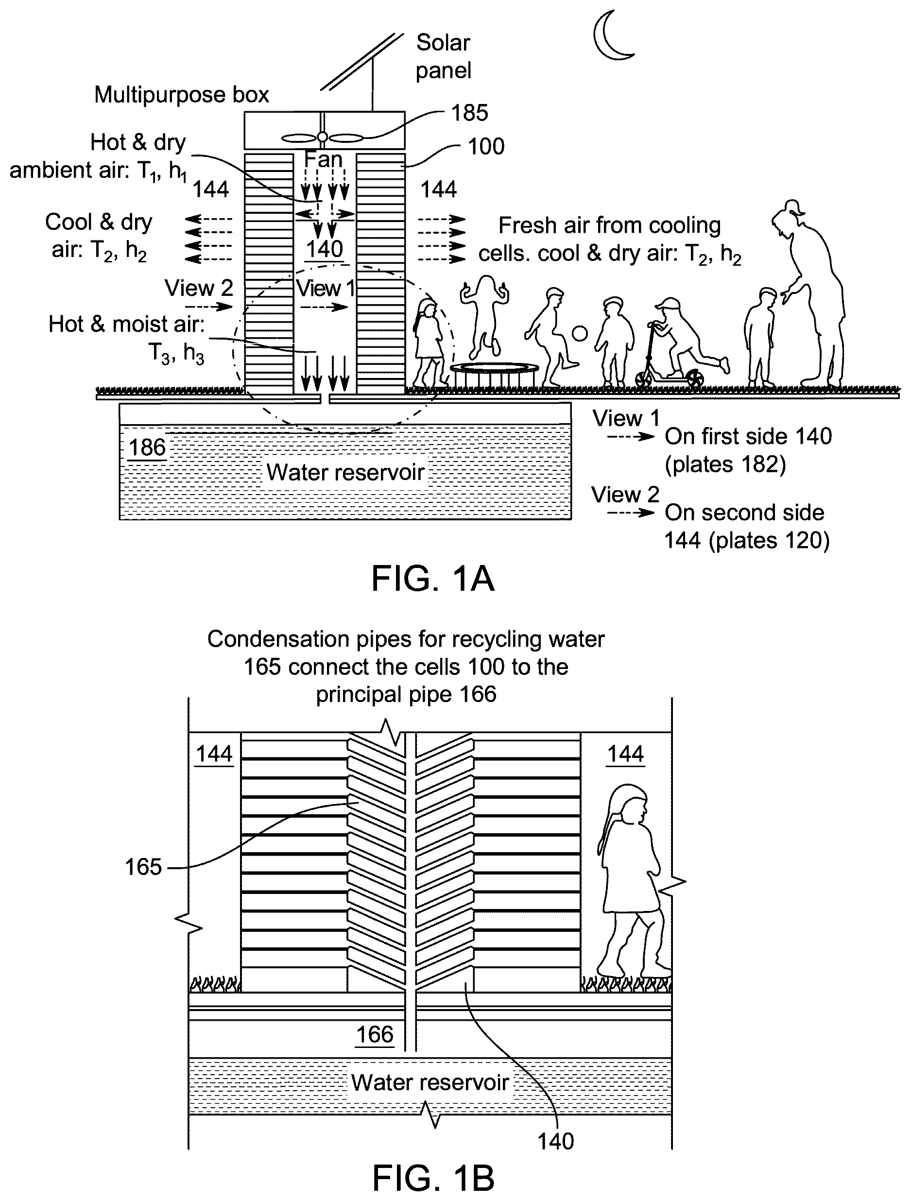 Patent US12492829 — Indirect evaporative cooling and four sides sub-wet bulb cell (4SSBC) for outdoor evaporative cooling structures — Figure 1