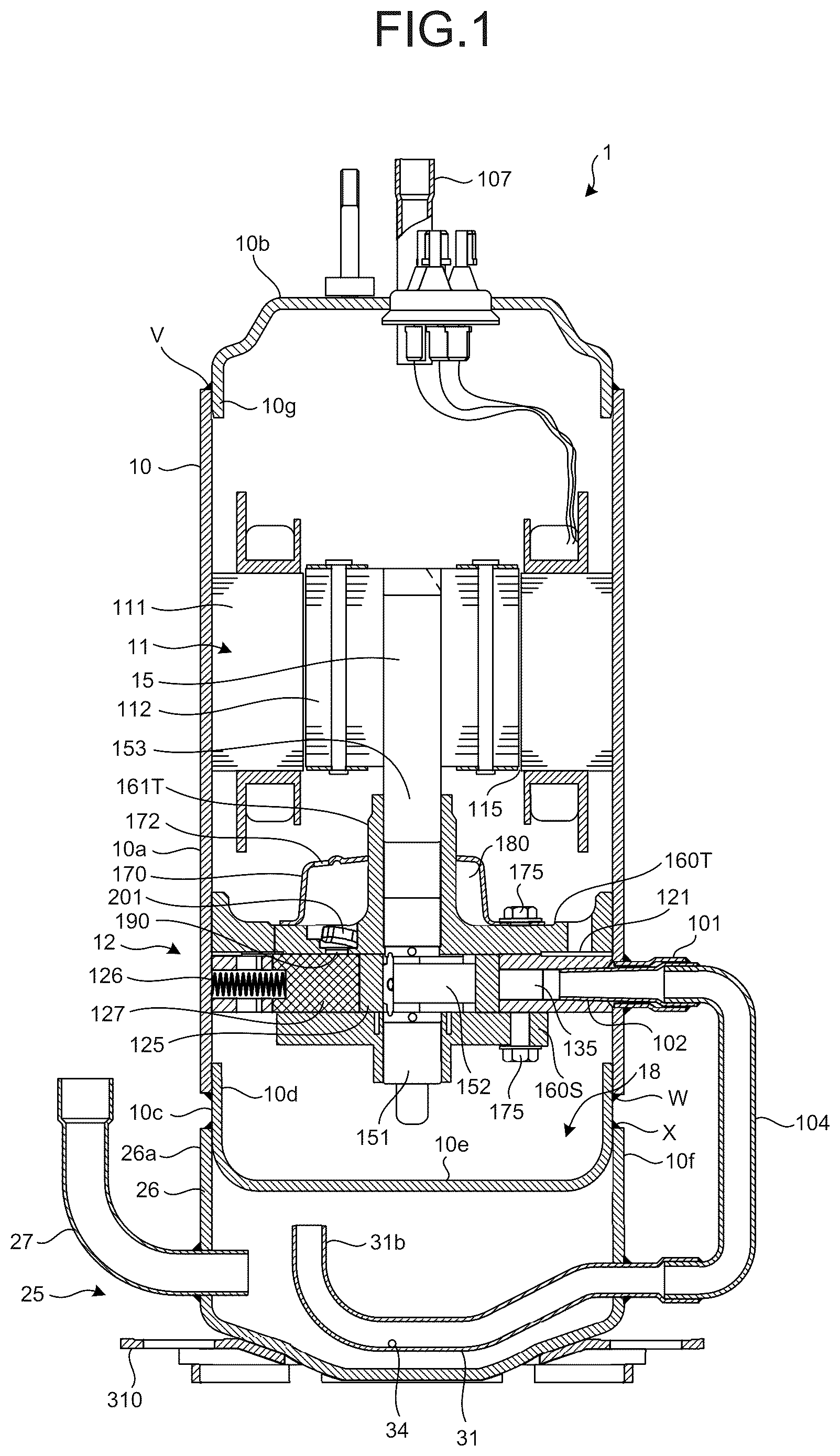 Patent US12492848 — Hermetic type compressor — Figure 1