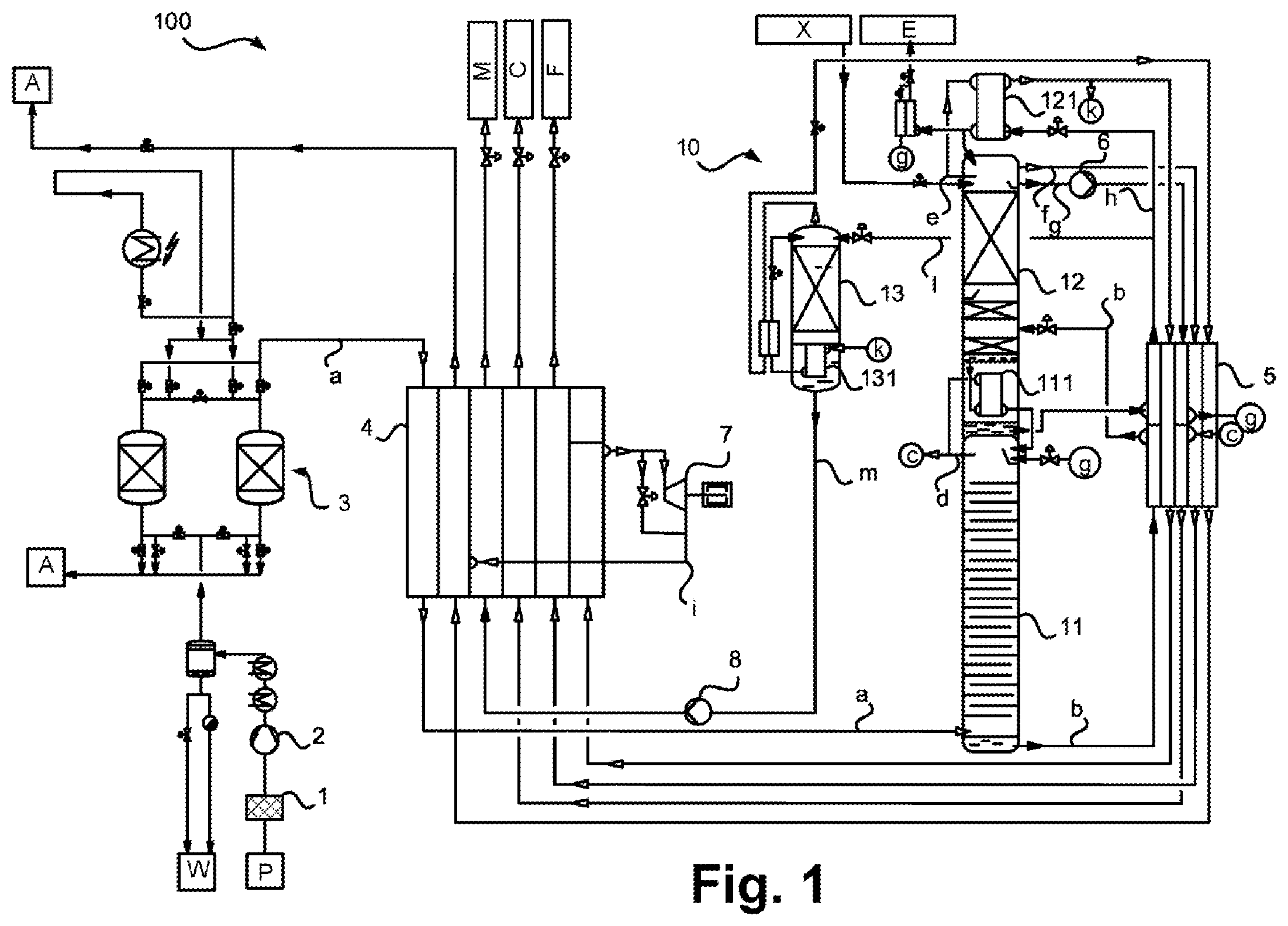 Patent US12492863 — Process and plant for low-temperature separation of air — Figure 1