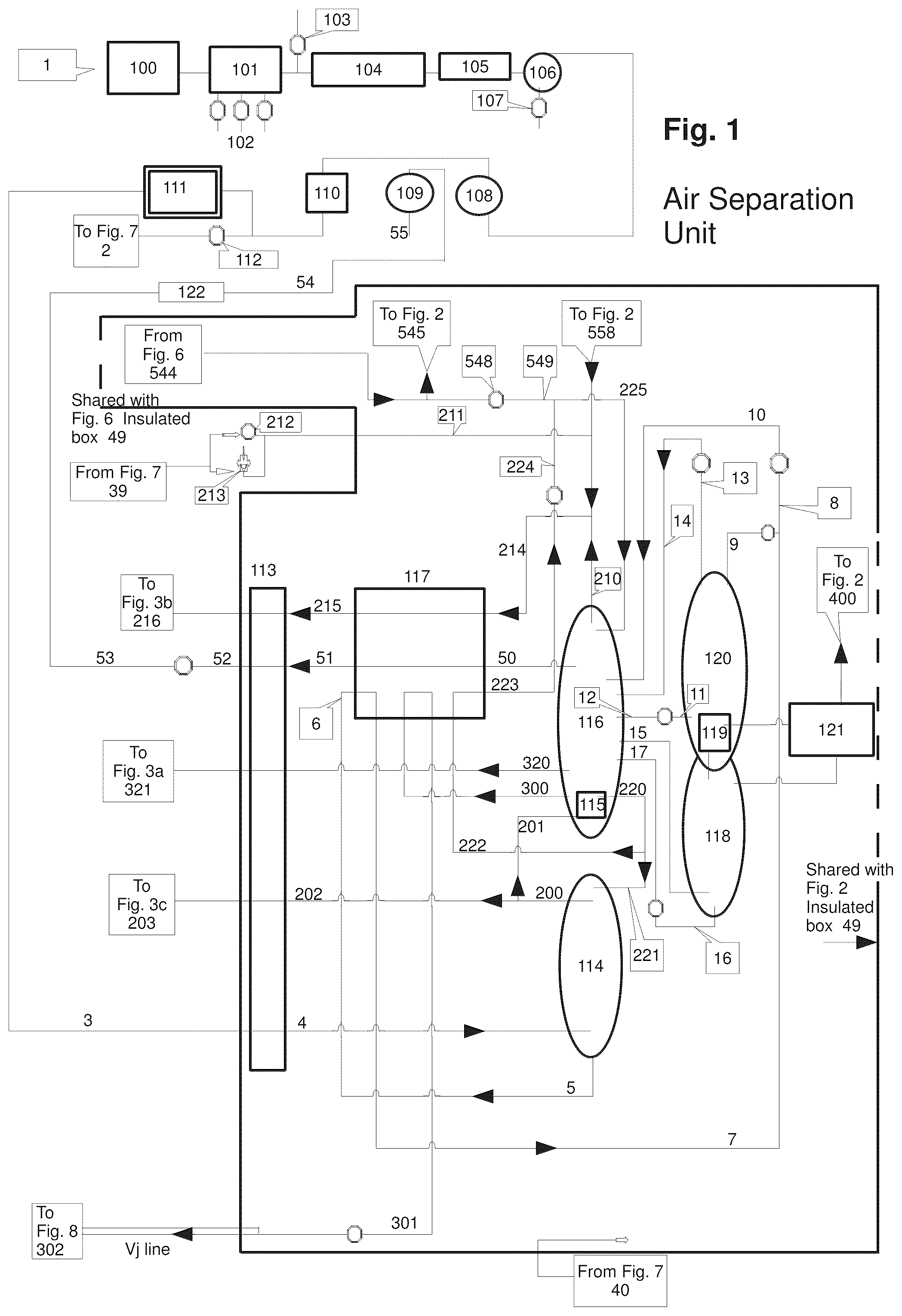 Patent US12492864 Figure 1 – Apparatus and process for liquefying gases