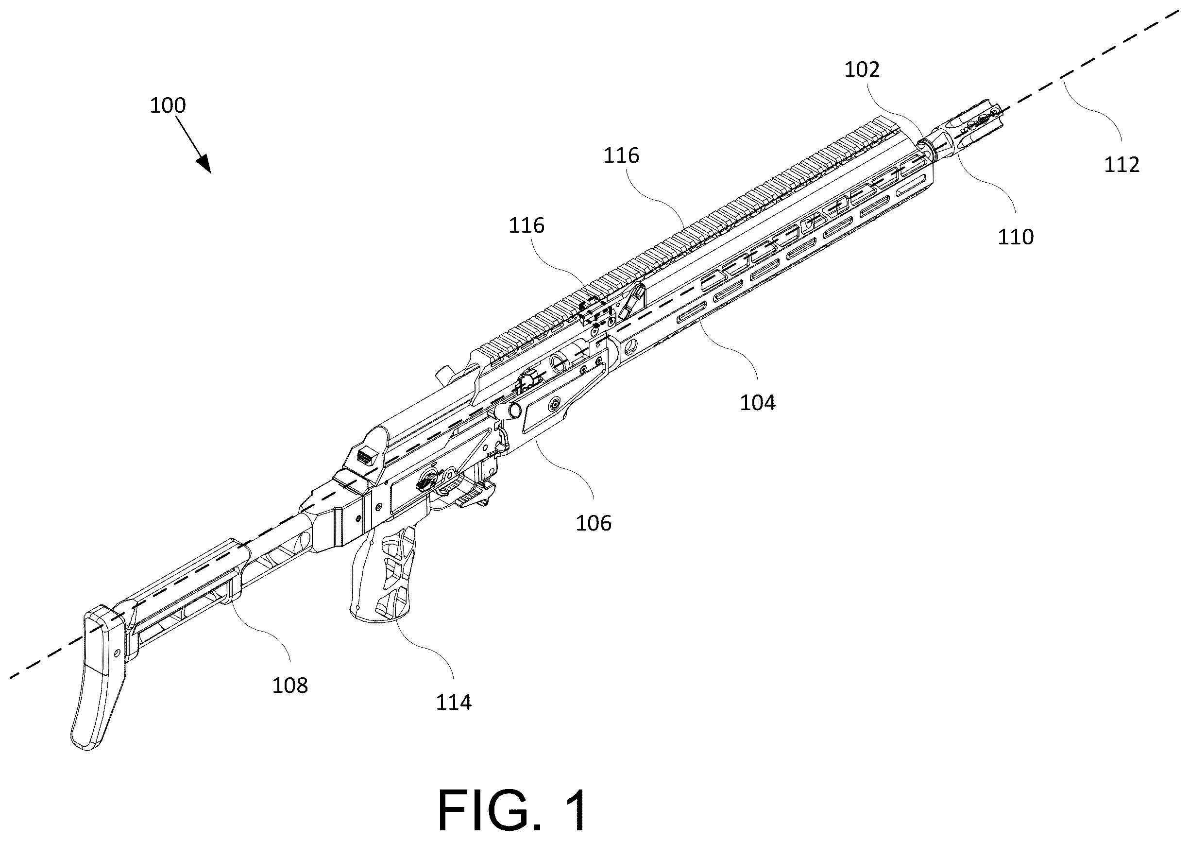 Patent US12492873 — Delayed blowback system for a firearm — Figure 1