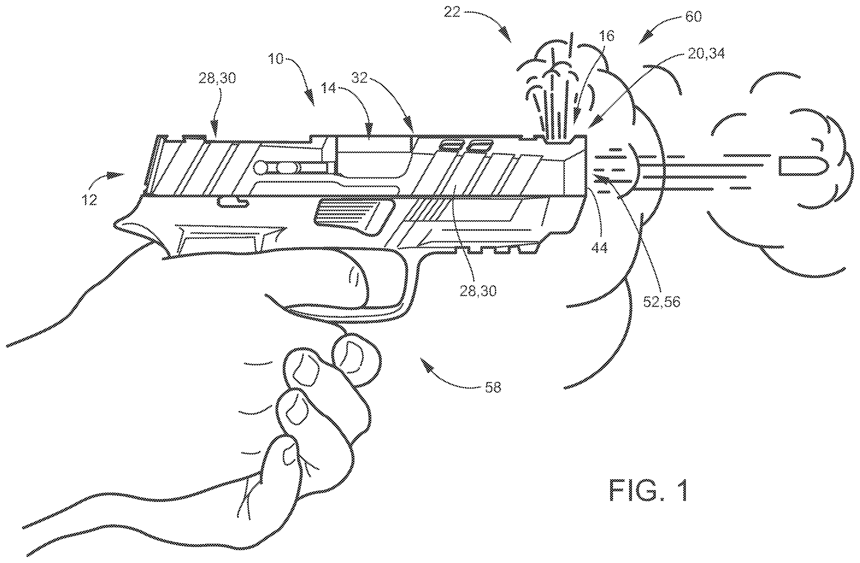 Patent US12492878 — Recessed expansion chamber in a gun slide configured for improving recoil mitigation in firearms — Figure 1
