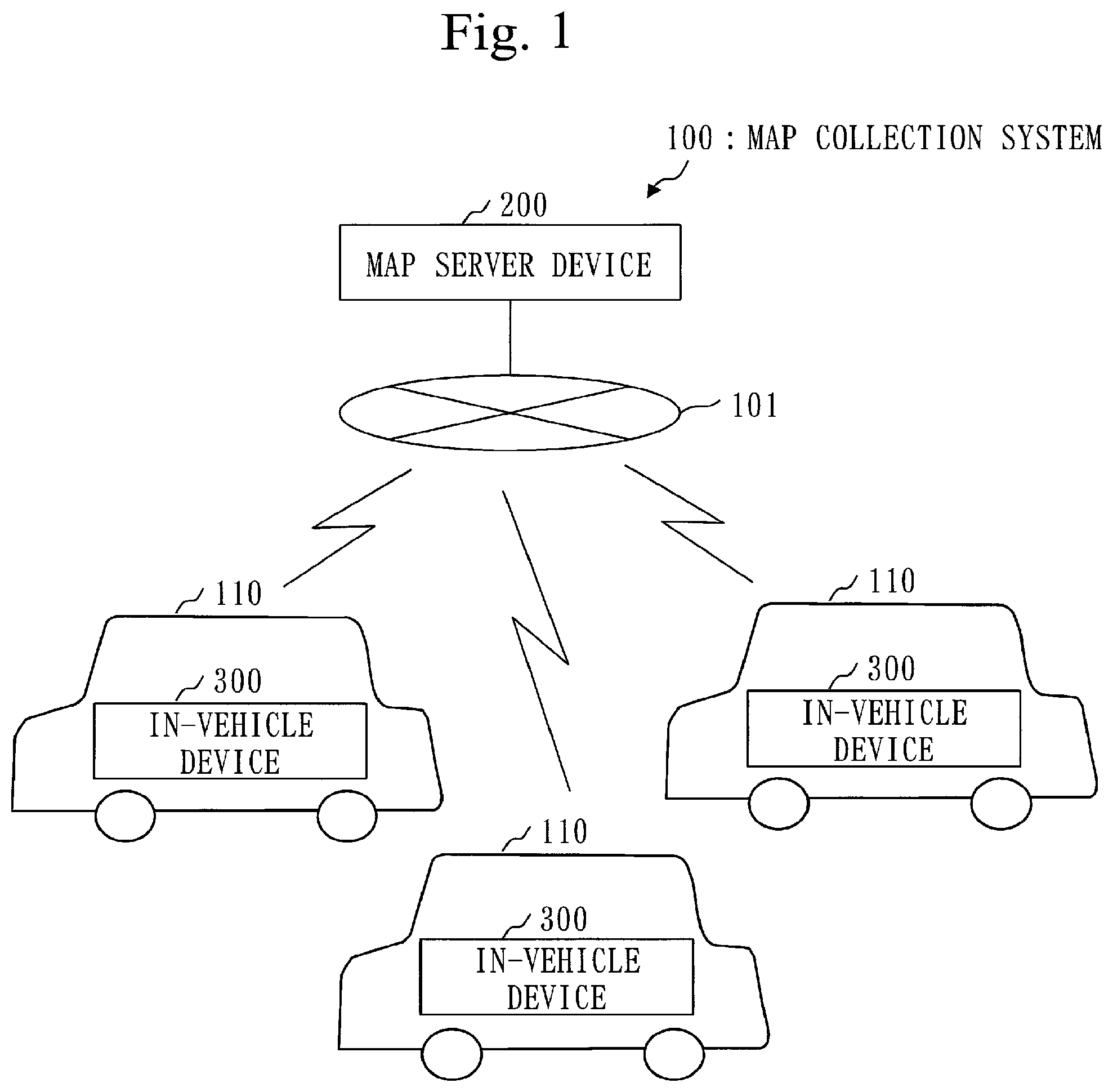 Patent US12492911 — Map collection system, map server device, in-vehicle device and map collection method — Figure 1