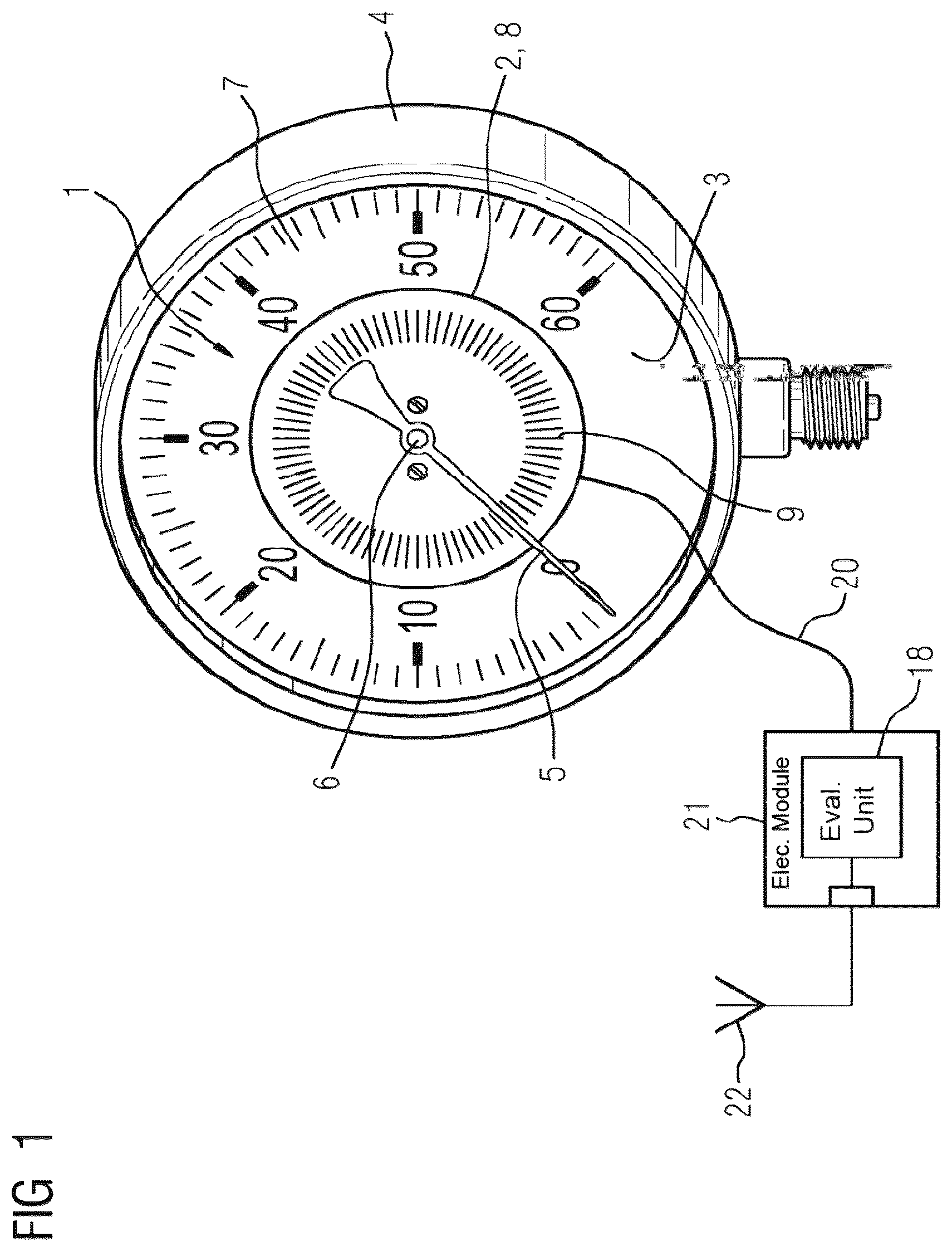 Patent US12492920 — Capacitive reading device for a pointer instrument — Figure 1