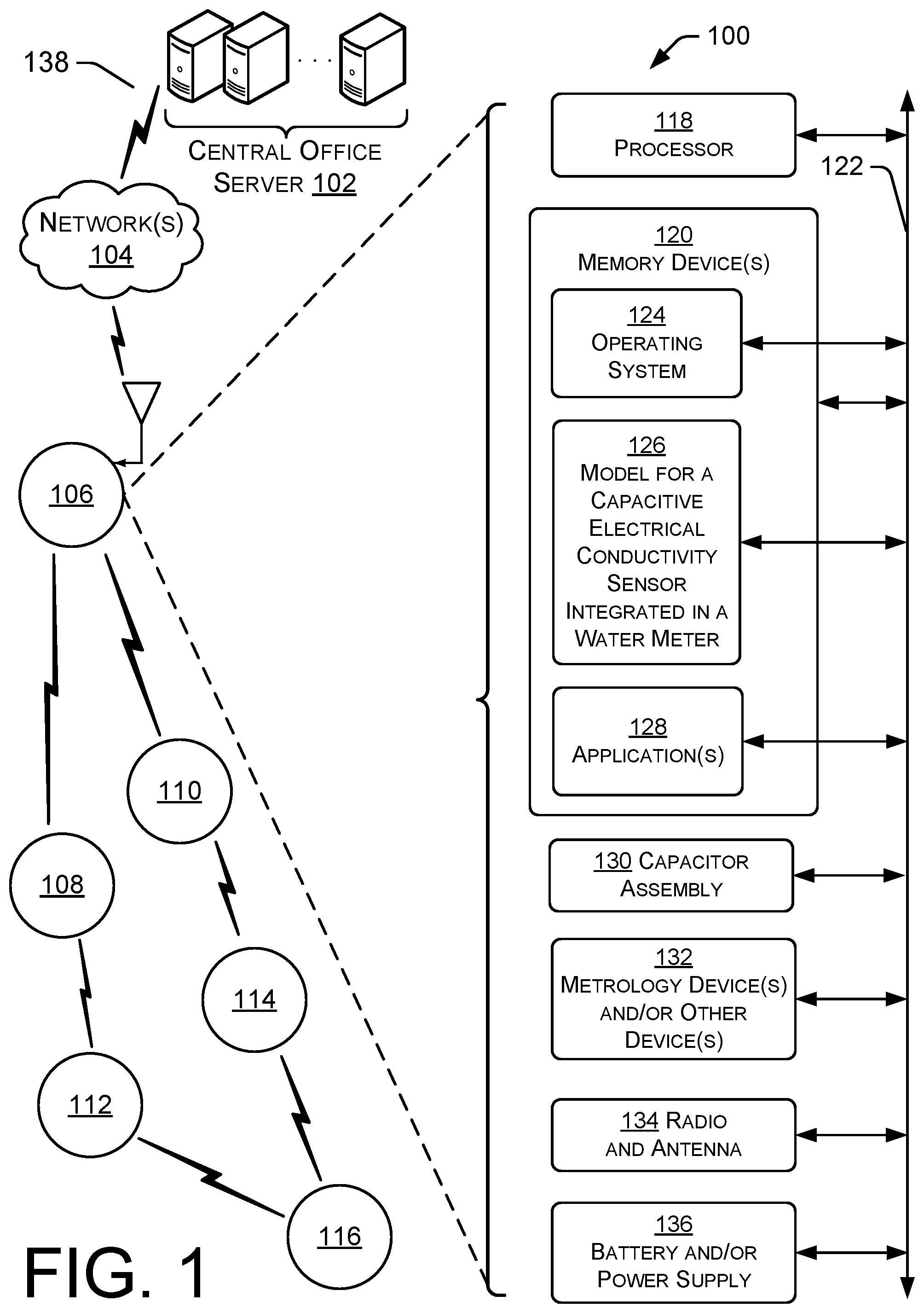 Patent US12492927 — Capacitive electrical conductivity sensor integrated in a water meter — Figure 1