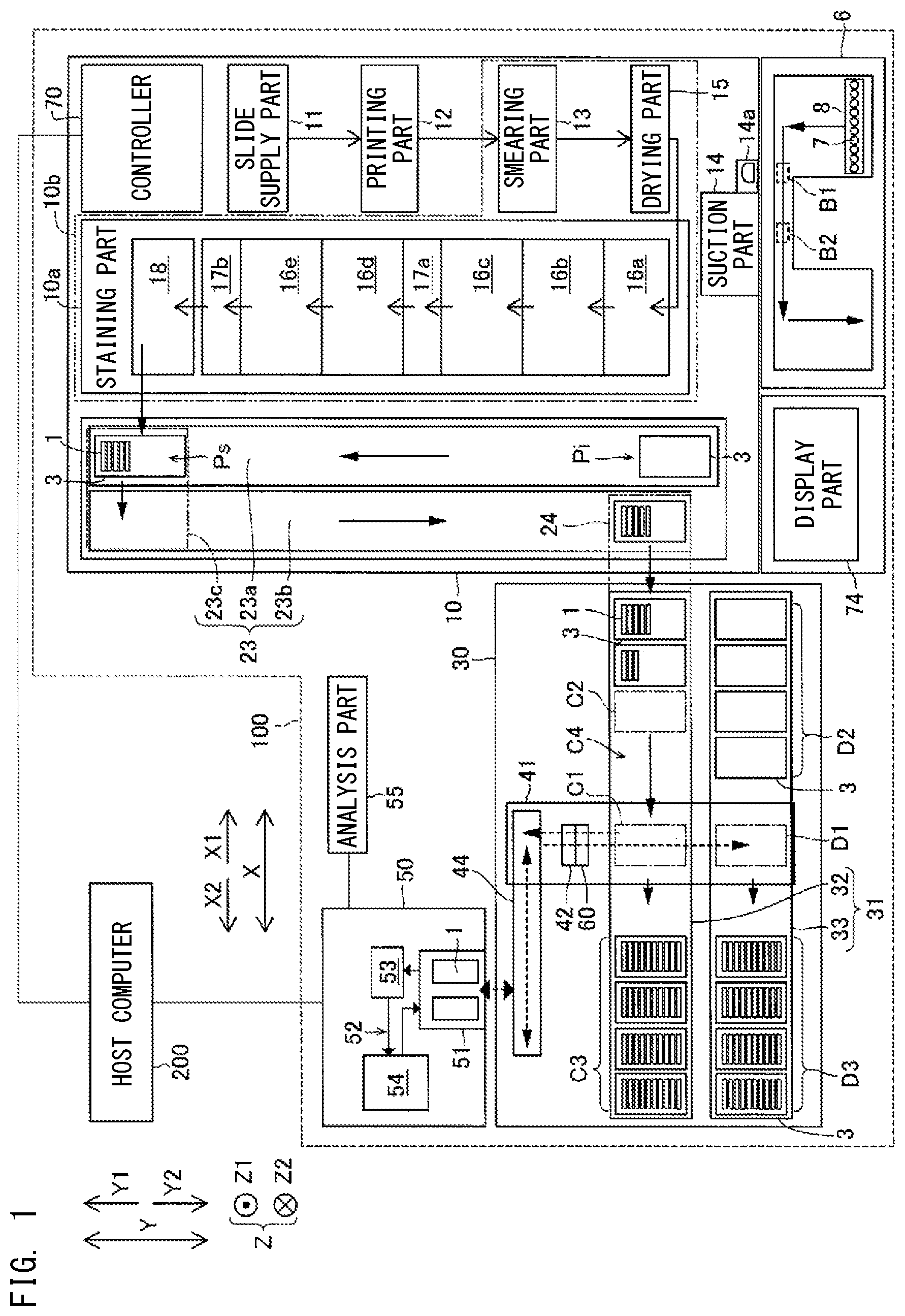 Patent US12492970 — Control method for test system, control method for smear preparation device, test system, and smear preparation device — Figure 1