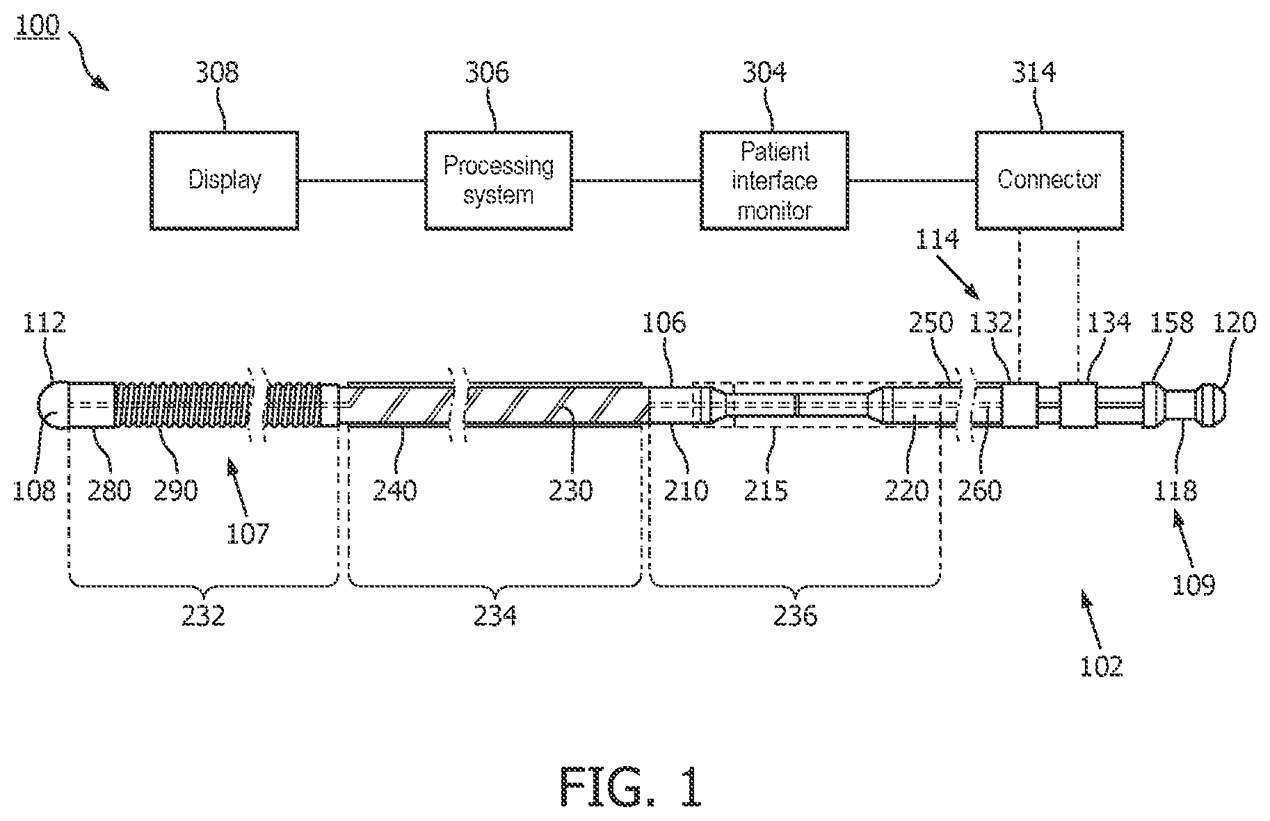 Patent US12496036 — Physiology sensing intraluminal device with positioning guidance and associated devices, systems, and methods — Figure 1