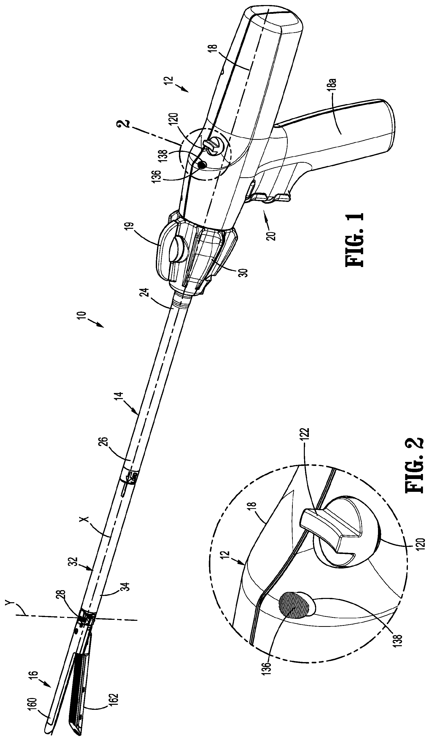 Patent US12496064 Figure 1 – Powered stapling device with manual retraction