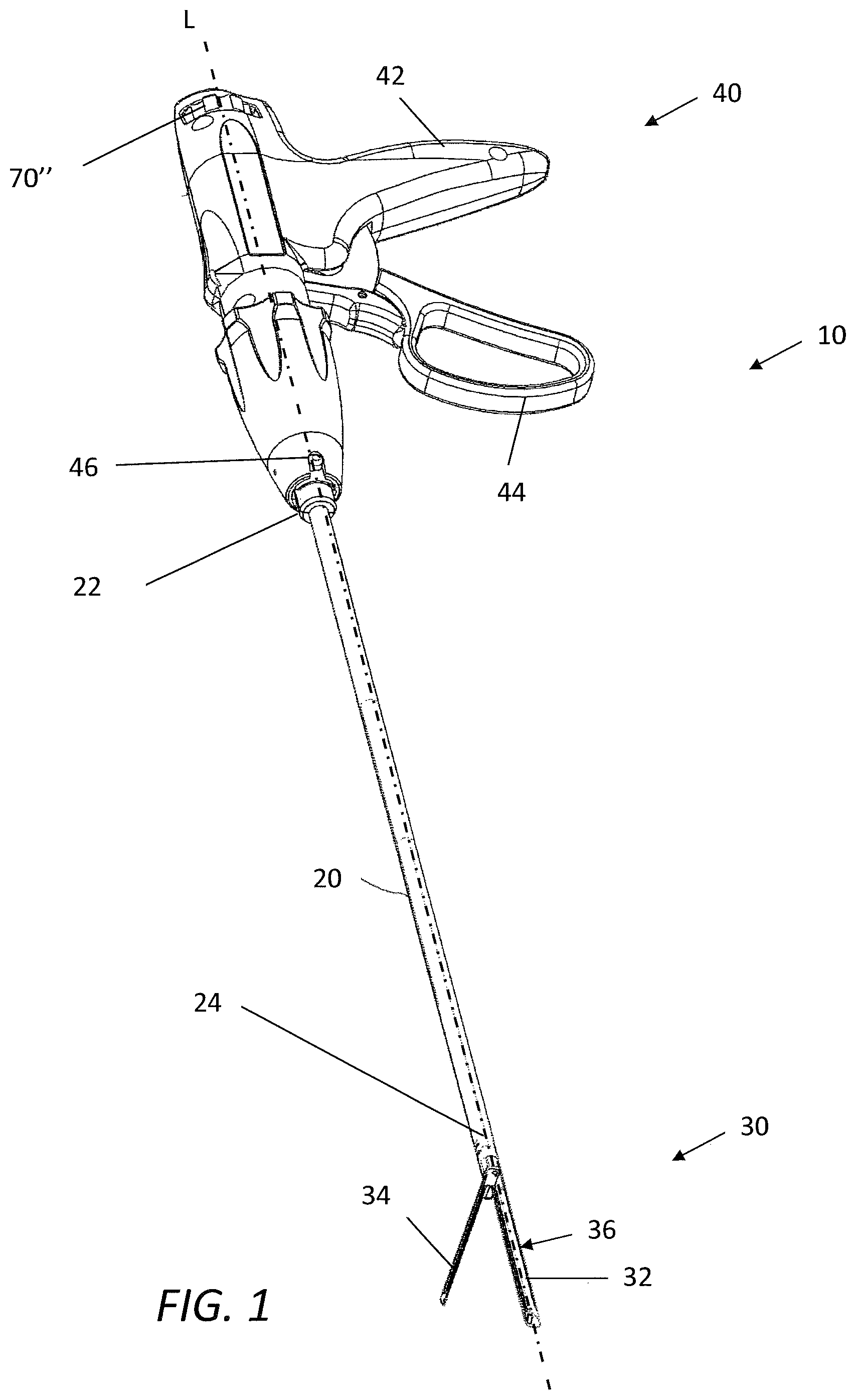 Patent US12496066 — Surgical stapler handle assembly having actuation mechanism with longitudinally rotatable shaft — Figure 1